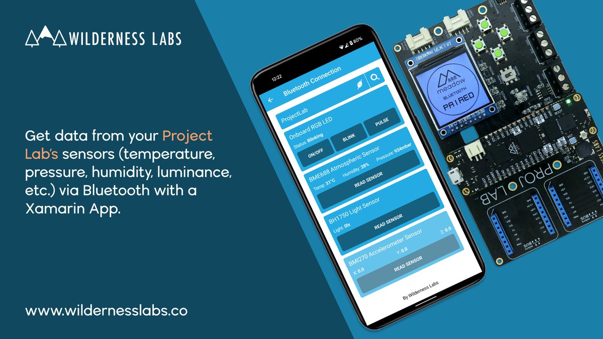 Did you know that our Project Lab's sample repo include a <a href="/xamarinhq/">Xamarin</a> companion app that lets you connect your board with your phone over Bluetooth? URL: wldrn.es/prls #meadowiot #bluetooth #xamarin #dotnet #csharp #visualstudio #vscode
