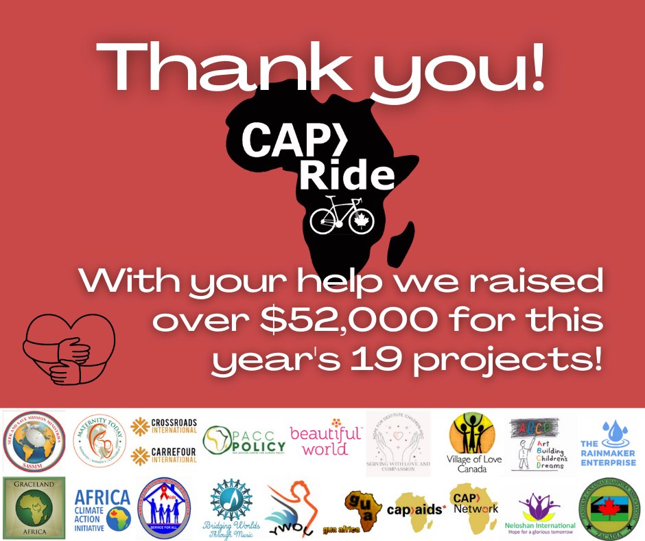 We're so grateful to everyone who participated and donated to the 2022 CAP Ride! We couldn't have done it without you!

Together we raised $52,178.64 for 19 projects supporting African communities!

We hope you will join us again next year for our 20th CAP Ride!