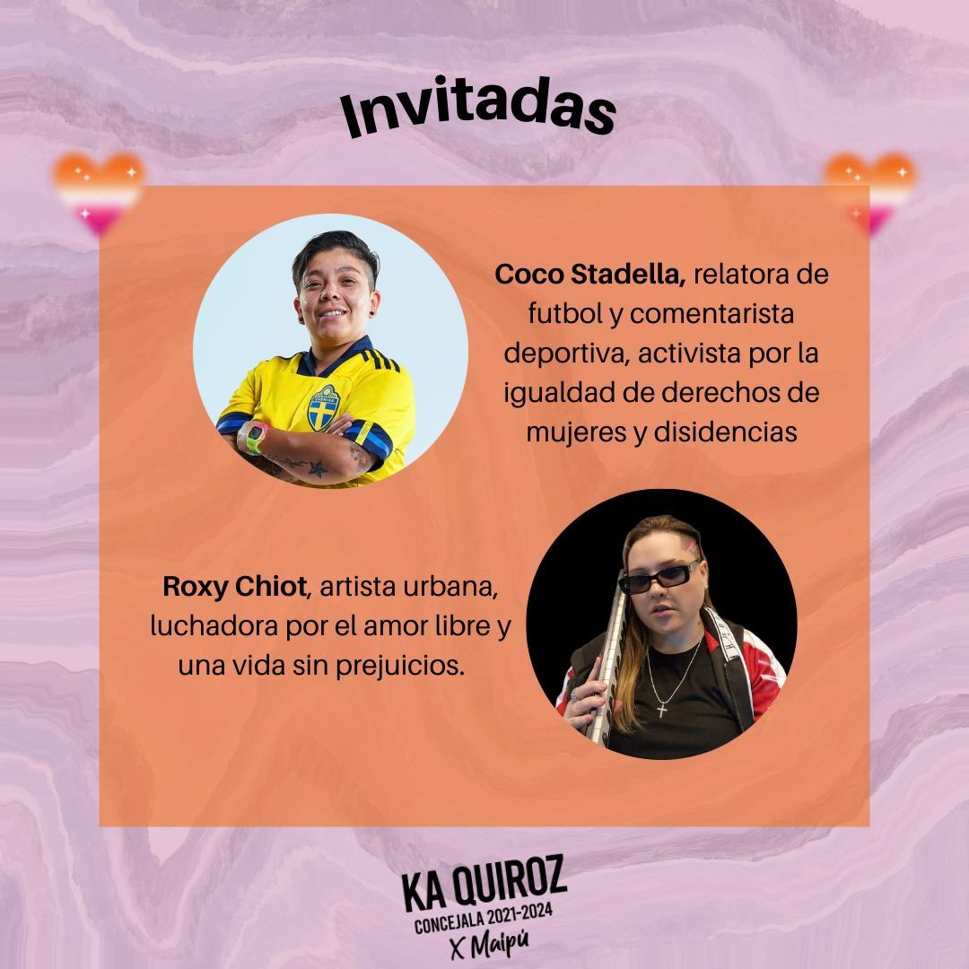 KaQuiroz_V's tweet photo. Este viernes 08, en el Teatro Municipal de Maipú, desde las 18:30. realizaremos este foro que busca visibilizarnos como lesbianas en diversas áreas, estaremos conversando con Coco Stadella, Roxy Chiot y Cecilia Ortega, mujeres que son grandes exponentes en sus áreas. 🏳️‍🌈 https://t.co/rpF3HoT8GV