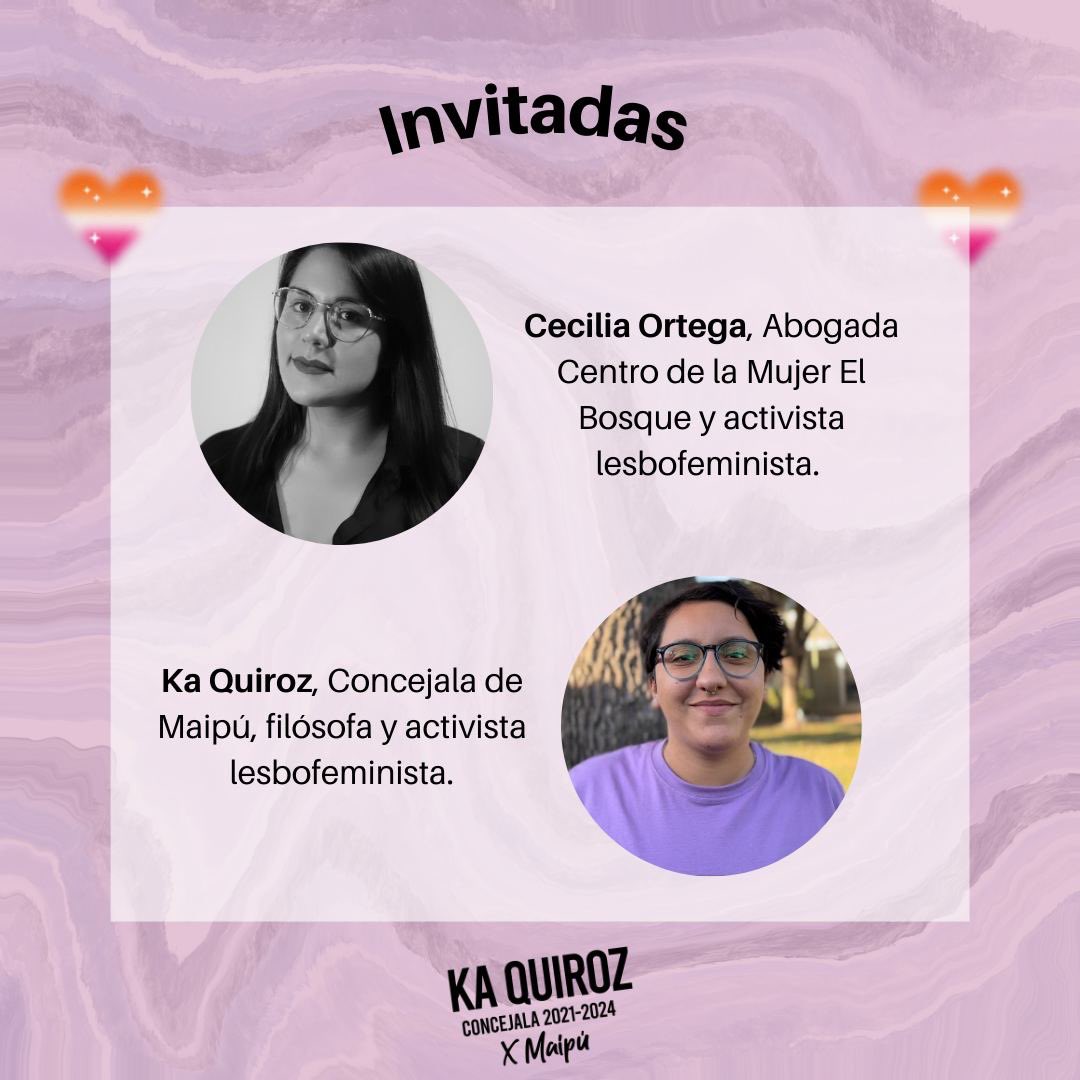 Este viernes 08, en el Teatro Municipal de Maipú, desde las 18:30. realizaremos este foro que busca visibilizarnos como lesbianas en diversas áreas, estaremos conversando con Coco Stadella, Roxy Chiot y Cecilia Ortega, mujeres que son grandes exponentes en sus áreas. 🏳️‍🌈