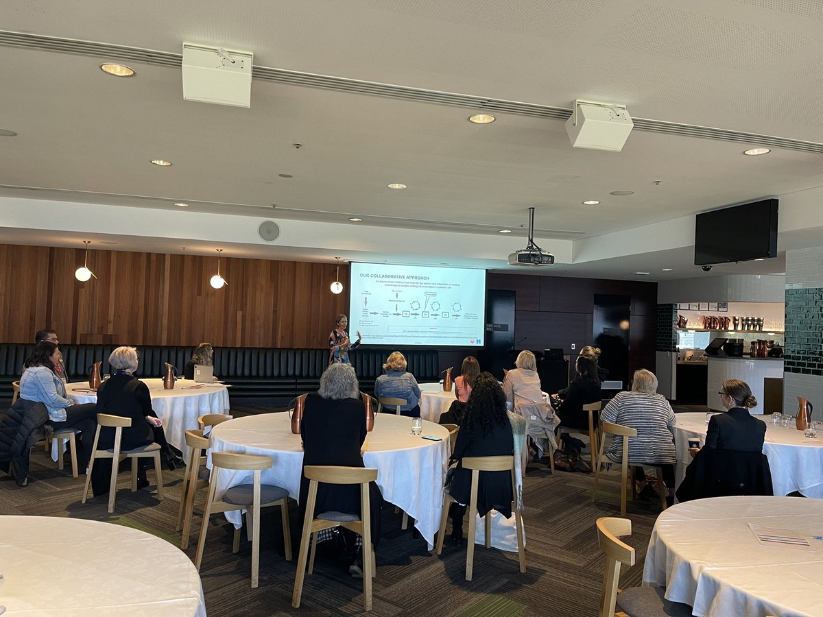 WalpoleBrianna's tweet photo. Day 2 kicking off with our #PPHVic Executive Sponsor Session at the MCG. @LisaMckenzie_1 sharing the importance of leadership in supporting teams, accelerating and sustaining improvement. @TheIHI @SaferCareVic 
#100000Lives #Collaborate #Leadership #Improvement https://t.co/4jlKkd7nH2