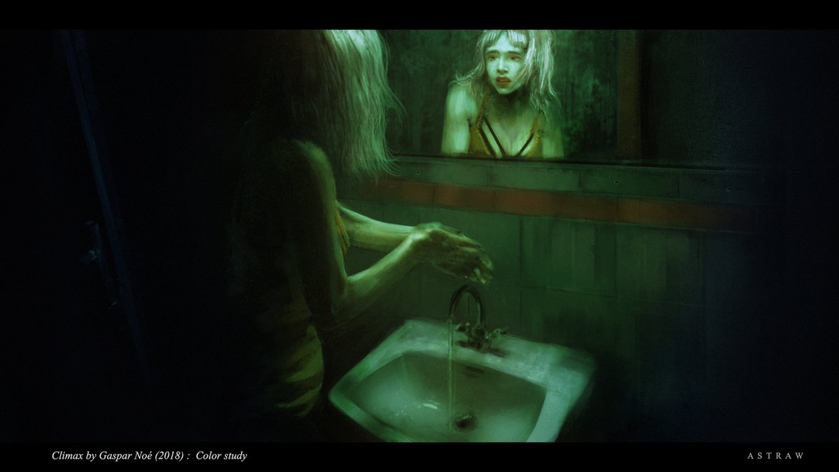 astraw_art's tweet photo. Color study I did of a scene of @ClimaxMovie (2018) directed by Gaspar Noé. 

@sofisia7 @A24 #Climax #climaxmovie #photography #cinematography #HorrorMovies #HorrorArt #horror  #colorstudy https://t.co/ATVp0PtdZo