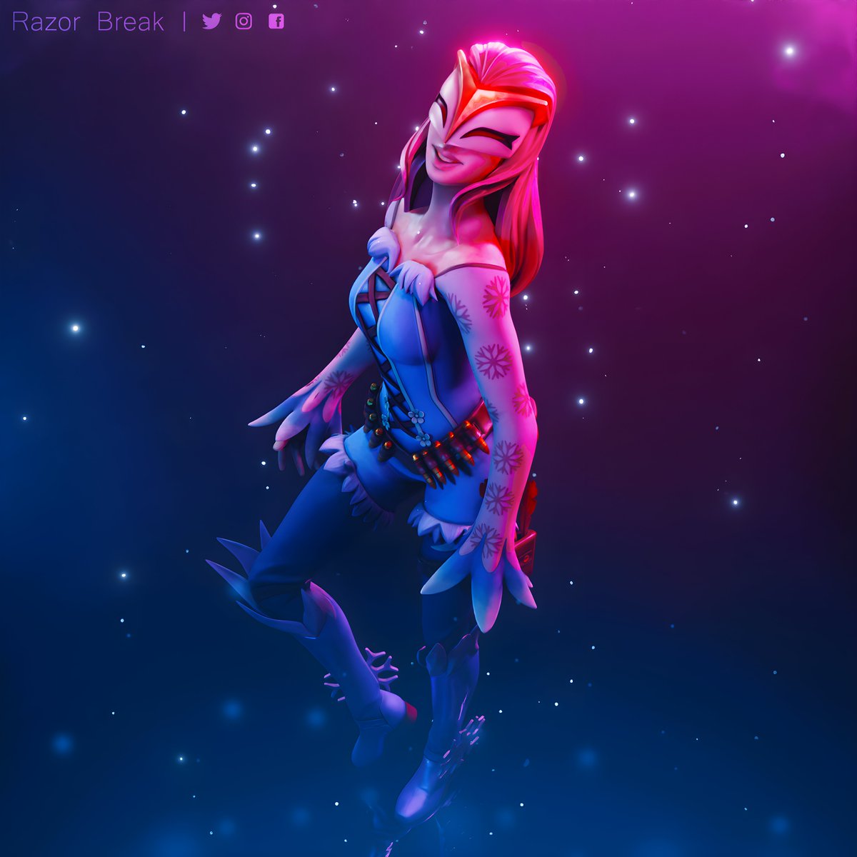 RazorBreak's tweet photo. HBD @lbdart_ !!! 🥳🥳🎉💙
Have a great day, I hope you like this little Nalia render I made for you!

#Fortnite #FortniteConcept  #FortniteCreative #blender #FortniteLeaks #FortniteVibin https://t.co/a92b7H1Uky