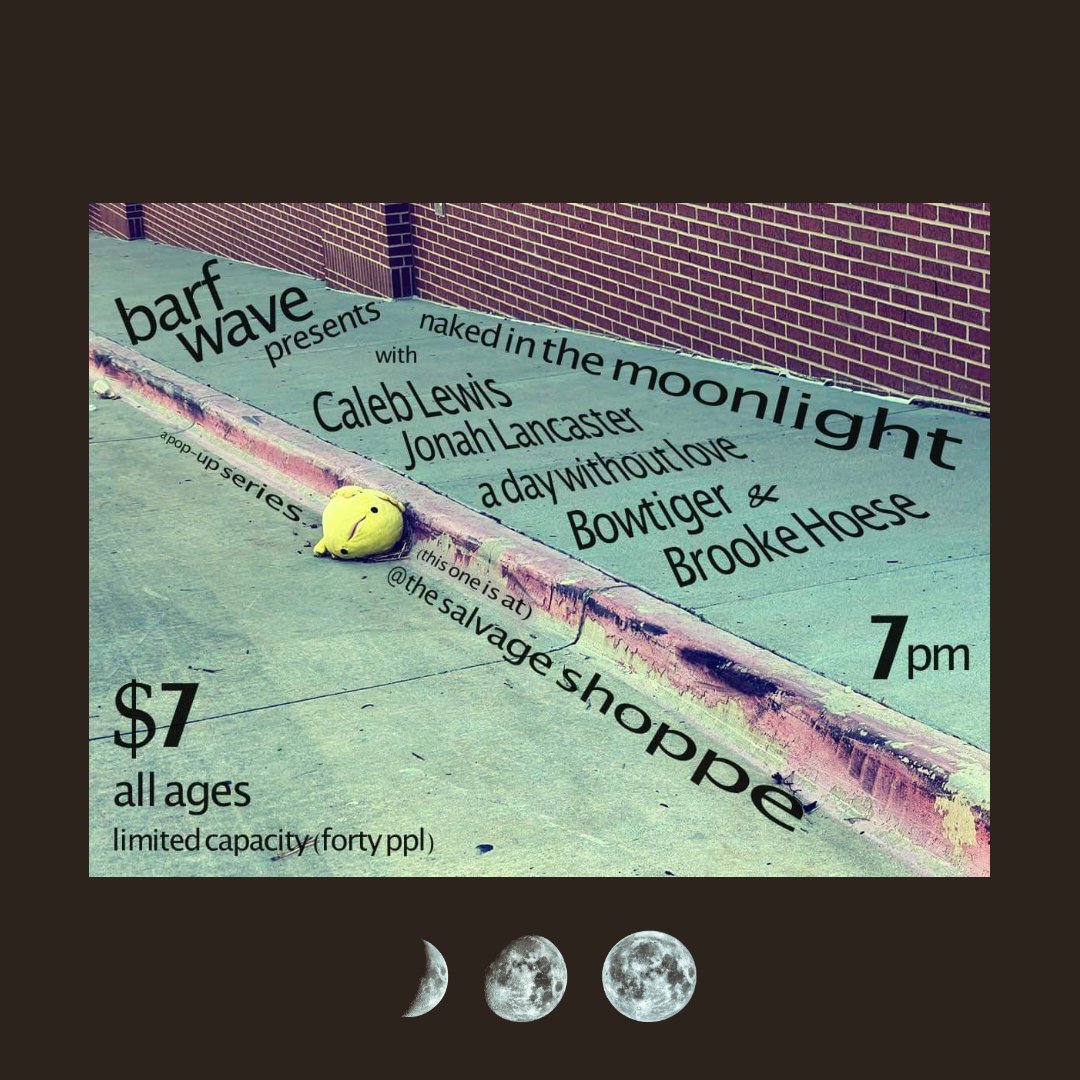 Excited to announce that bowtigey will return for its first show + acoustic set for the <a href="/BarfWave/">Barf Wave</a> Naked in the Moonlight series 🌝 
We're singing something old, new, and borrowed this Saturday July 9th at The Salvage Shoppe at 7PM 💫 more info in bio 💫