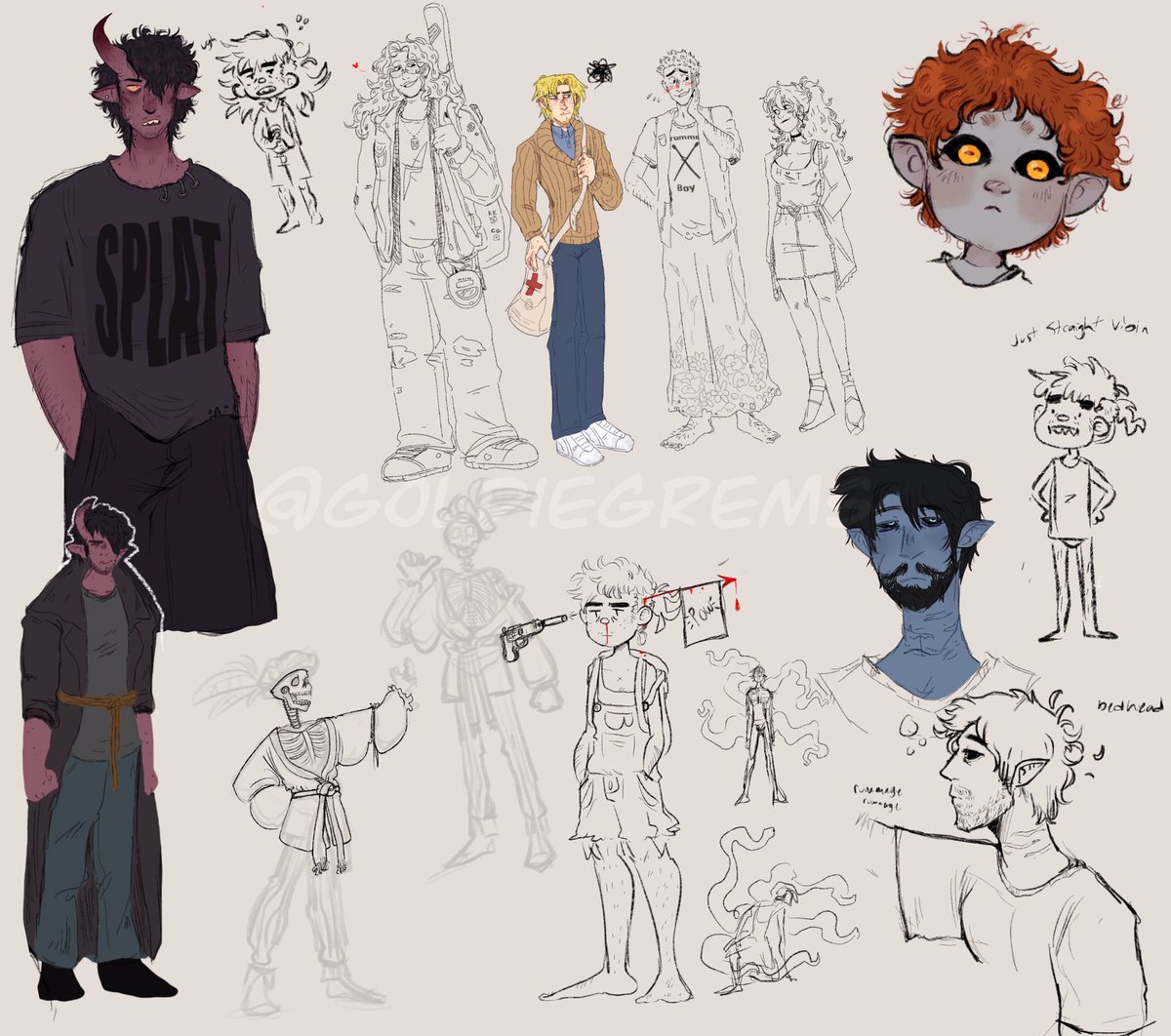 KilieJohnson1's tweet photo. Hi so I’m sick as a dog and have got to take a break from artfight, take this WIP/Doodle dump in the meantime https://t.co/DtSVV3EhxQ