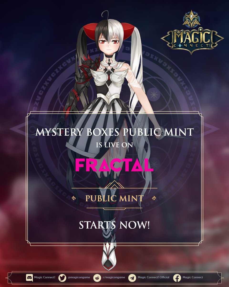 MagiConGame's tweet photo. 🚨Public Mint is LIVE!!!🚨

✅Everybody go mint your Mystery Box #MagicConnect NFT RIGHT NOW on @fractalwagmi! 

👉https://t.co/HmIyPuN5zk

🙏After minting, join our Discord and the community in sharing your #NFTs! 
https://t.co/jZw0Xrza7a

#MagiCon #Metaverse #GameFi #Solana https://t.co/1X5mVeTUu1