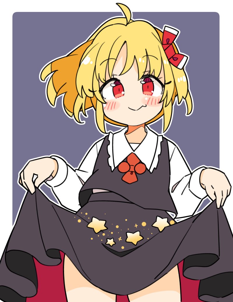 rumia 1girl blonde hair red eyes skirt solo short hair black skirt  illustration images