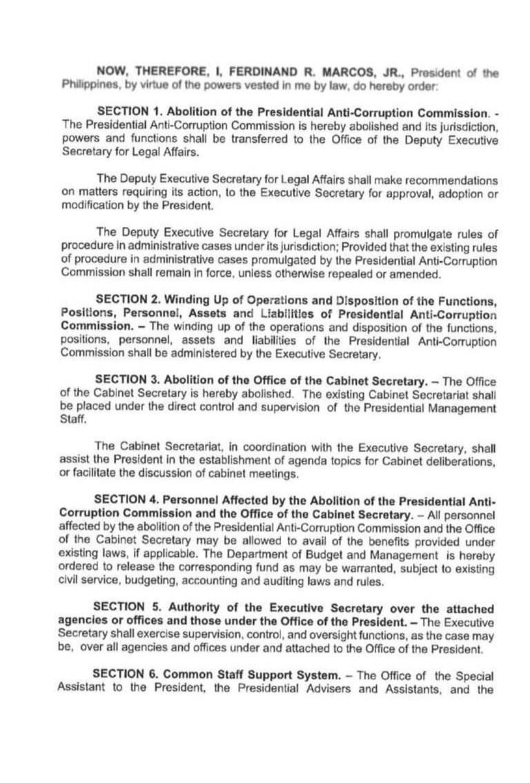 TheLaSallian's tweet photo. BREAKING: The Presidential Anti-Corruption Commission has been abolished, as signed by President Ferdinand Marcos Jr. | via @inquirerdotnet https://t.co/YfbCou6Q38