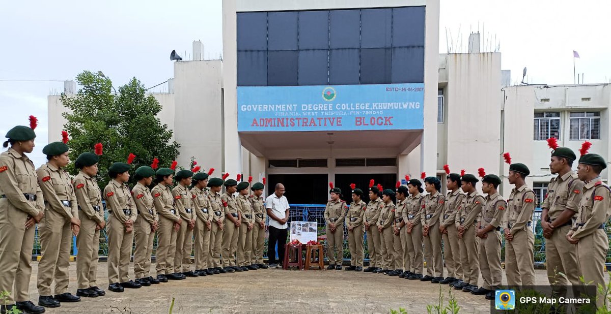 nccner's tweet photo. NCC Cadets and faculties of Govt Degree College Khumulwng under 13 Tripura Bn NCC, Gp HQ Silchar paid "Shradhanjali" to the martyrs we lost due to Landslide in Manipur on 29th June 2022.@HQ_DG_NCC @proshillong @drajaykumar_ias @SpokespersonMoD https://t.co/aACiAU4MQF