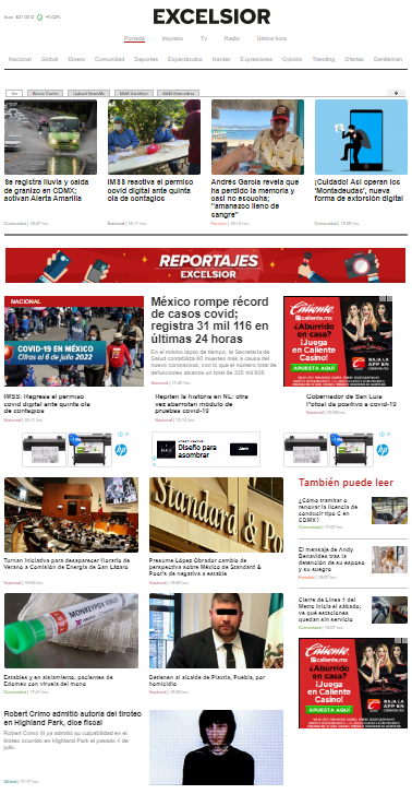 Excelsior's tweet photo. 🗞 La información más importante al momento en #Excélsior
 
- México rompe récord de casos covid; registra 31 mil 116 en últimas 24 horas
- IMSS: Regresa el permiso covid digital
- Andrés García revela que ha perdido la memoria y casi no escucha

👉 https://t.co/lwQx6Sx4bK https://t.co/QmrOwNwhmX