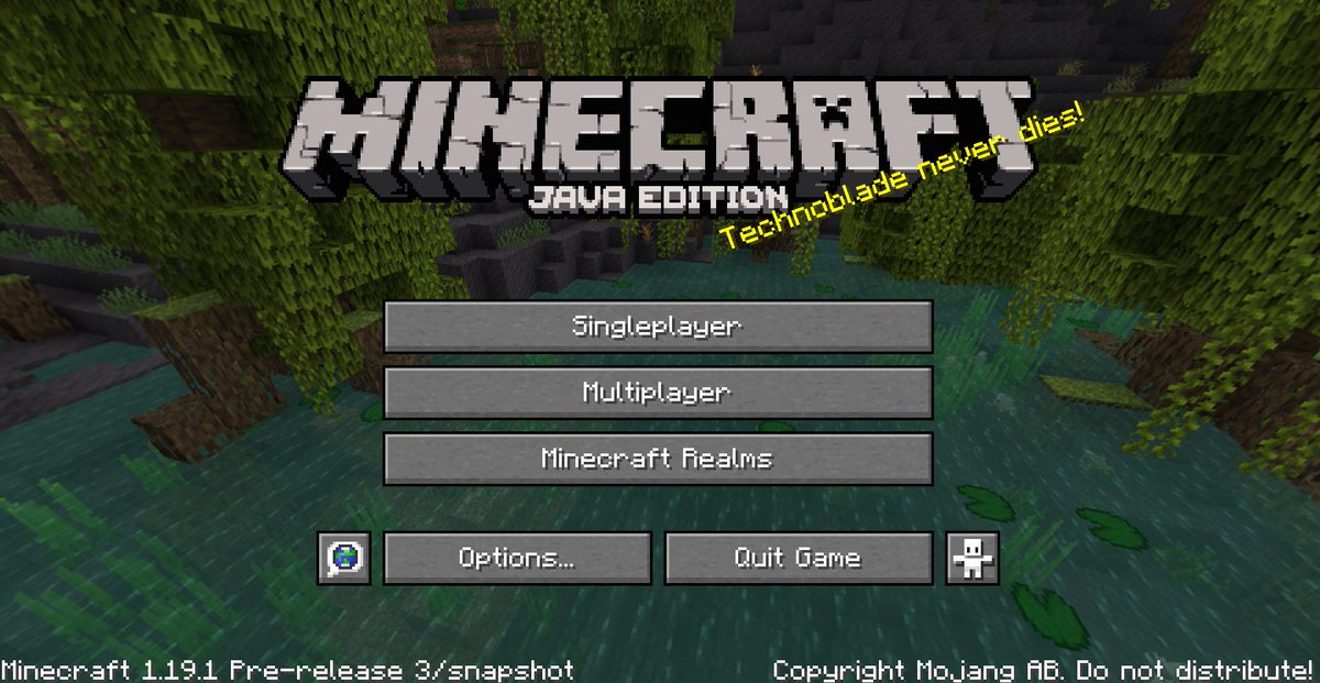lurthis's tweet photo. Took 3 hours of opening and closing minecraft to get this splash text but here is @Minecraft commemoration to the late Technoblade. RIP https://t.co/Sk3i61Hky9