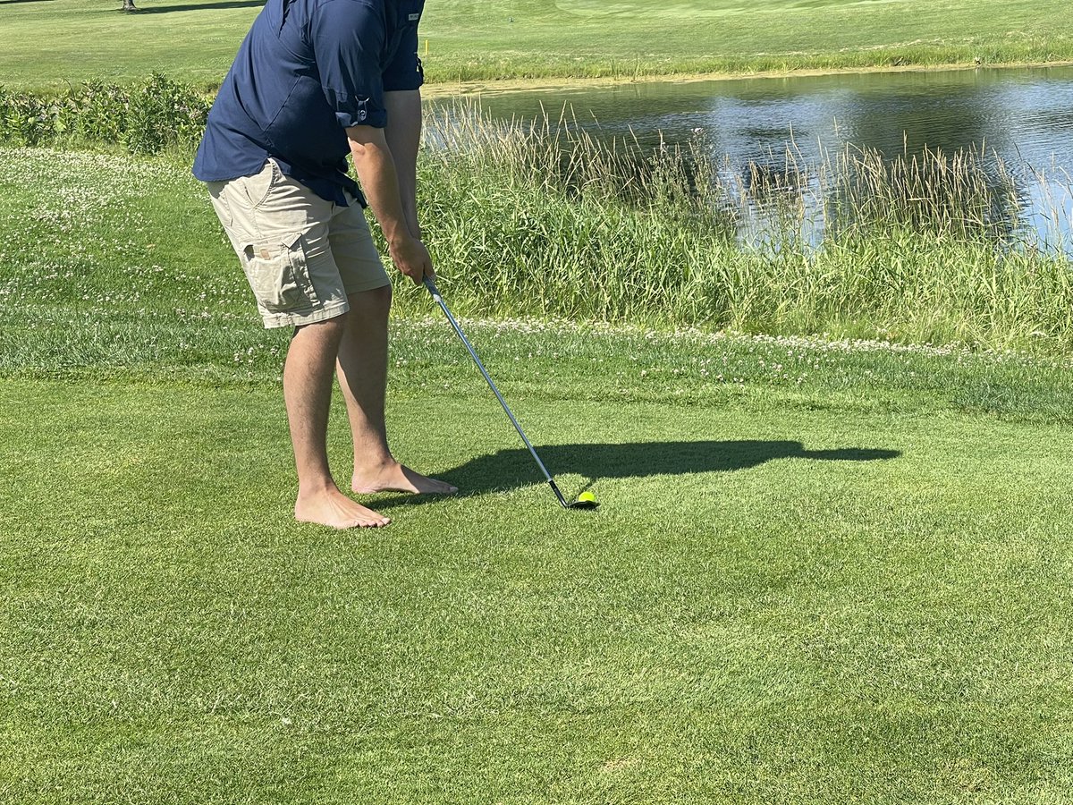 acaseofthegolf1's tweet photo. I played golf with a guy who doesn’t wear golf shoes today. (And was sober). Says unless it’s 40 degrees or below he’s barefoot. Walked in the woods, across cart paths without a wince. And he was pretty solid. Shot 80. I was shook. https://t.co/1lTlJWN7Wy