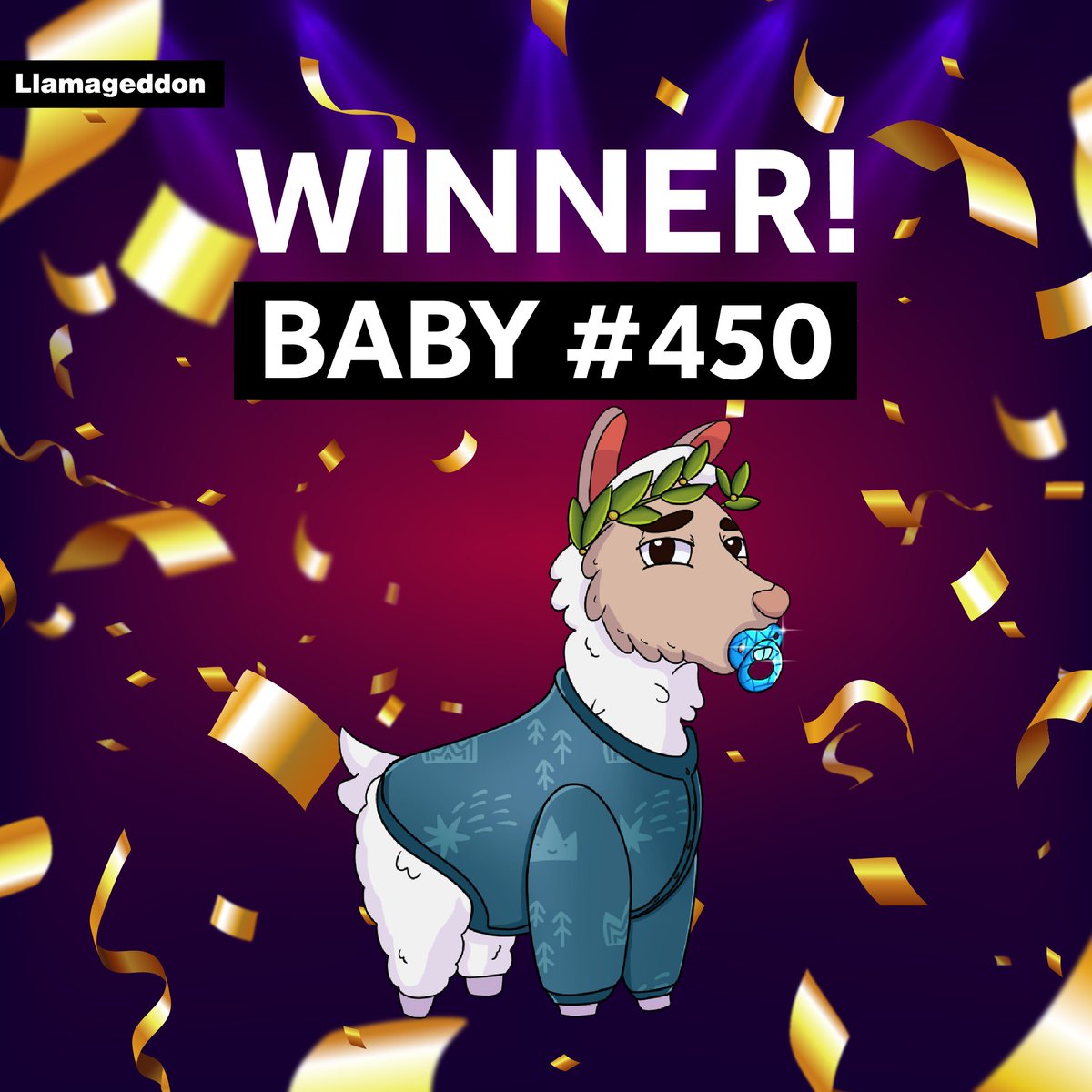 Llamageddonpe's tweet photo. Congrats @Cristyz60 🎉🎉

Raffle: 
https://t.co/kKhSOg1LJU

Baby Winner: https://t.co/jj6c9cPs5A

Proof: https://t.co/iBVMbPmJFL

#raffle #freemint #nft #babyllamas #llamageddon #mint https://t.co/zo2YqiGoGY