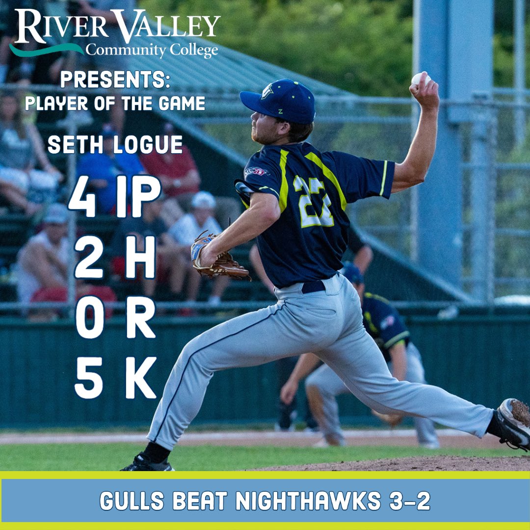 Tonight’s Player of the Game present by River Valley Community College is starting pitcher Seth Logue! Seth was excellent in his four innings of work striking out five without allowing a single run! #ChooseRVCC #ChooseNeon #TalonsUp