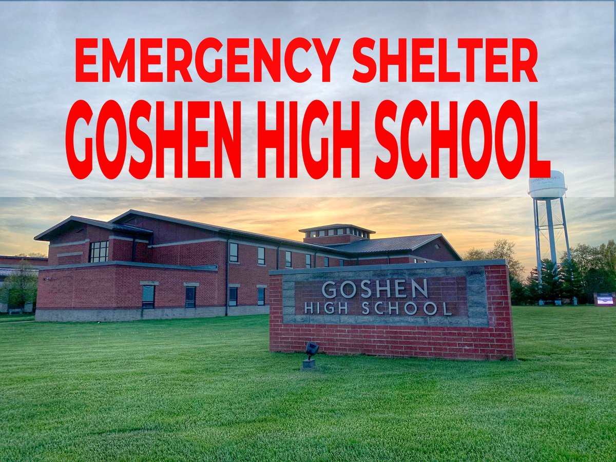 An emergency shelter for those displaced by today's severe weather has been established at Goshen High School, 6707 Goshen Road. Take State Route 28 to Linton Road.