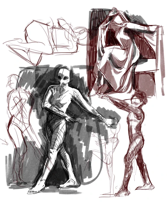 some of the figure drawing we did on stream today 