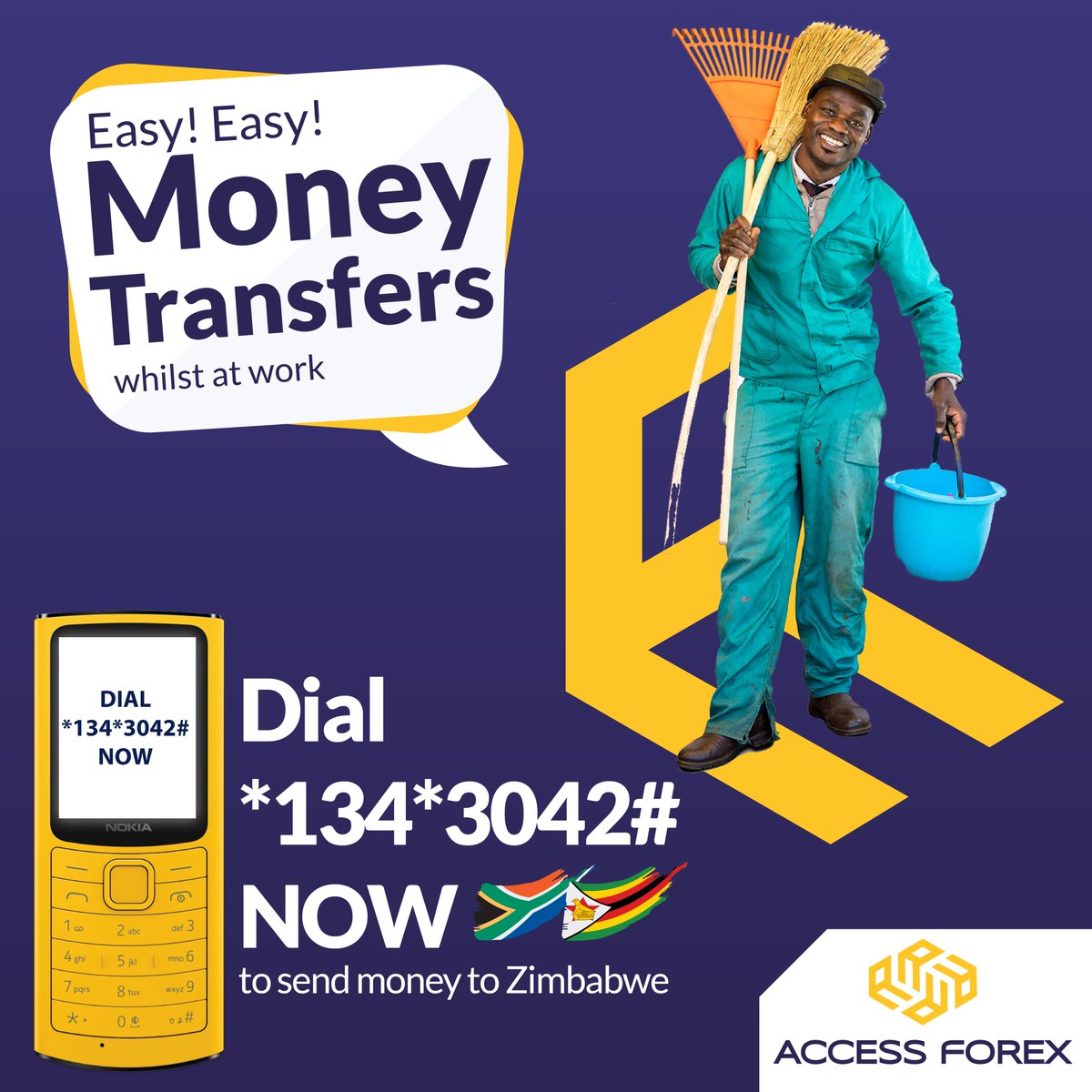 accessforex_com's tweet photo. Easy! Easy! Money transfers. Dial *134*3042# NOW to send money to Zimbabwe. Pay-in at @PEPstores_SA  , Ackermans, and Flash. https://t.co/XfN3OyYoTg