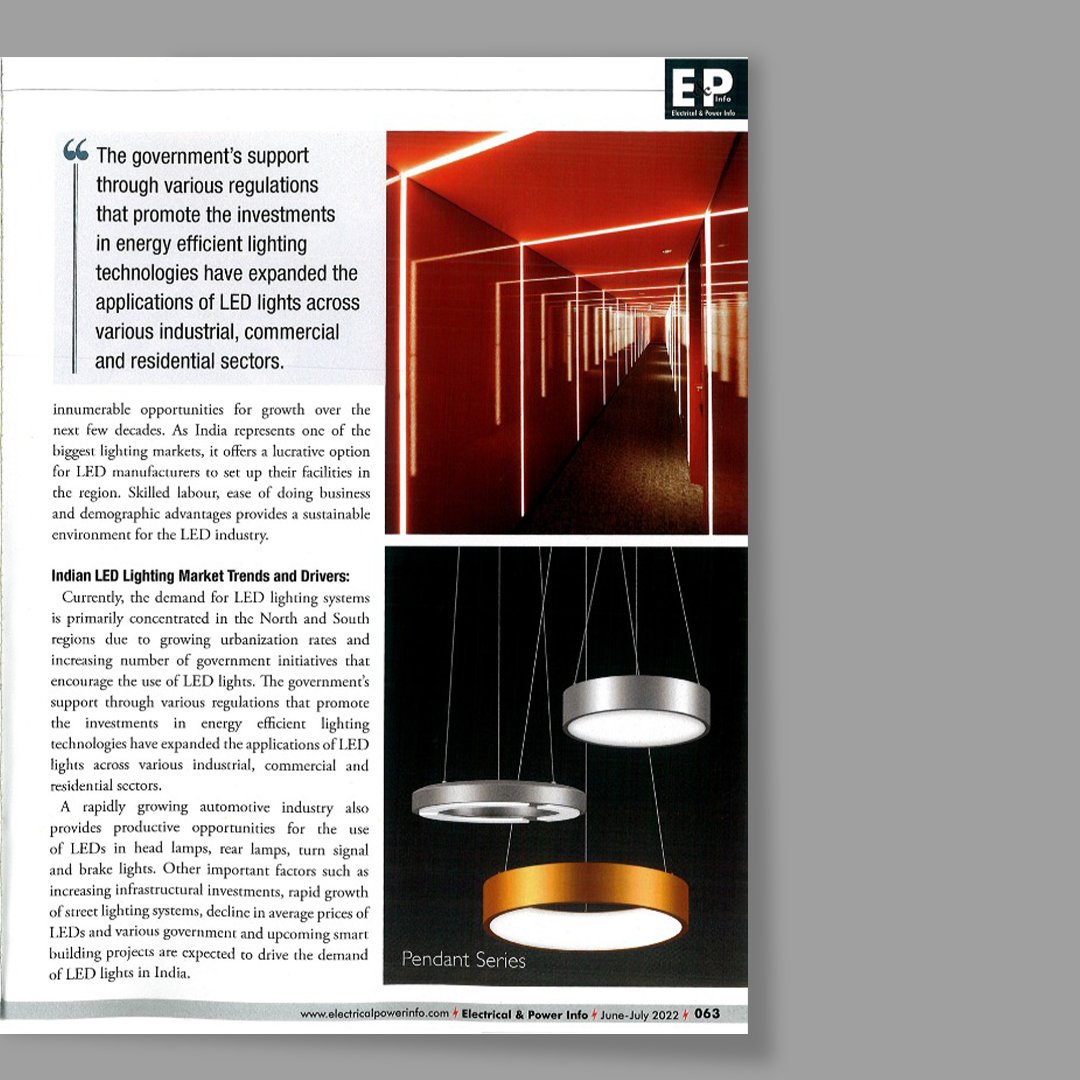 KliteIndia's tweet image. LED lights have emerged as a powerful source for lighting over the past several years. Due to their numerous advantages over conventional lighting technology, they have swiftly gained prominence in the Indian lighting market.
.
#klite #magazine #electrical #power #information