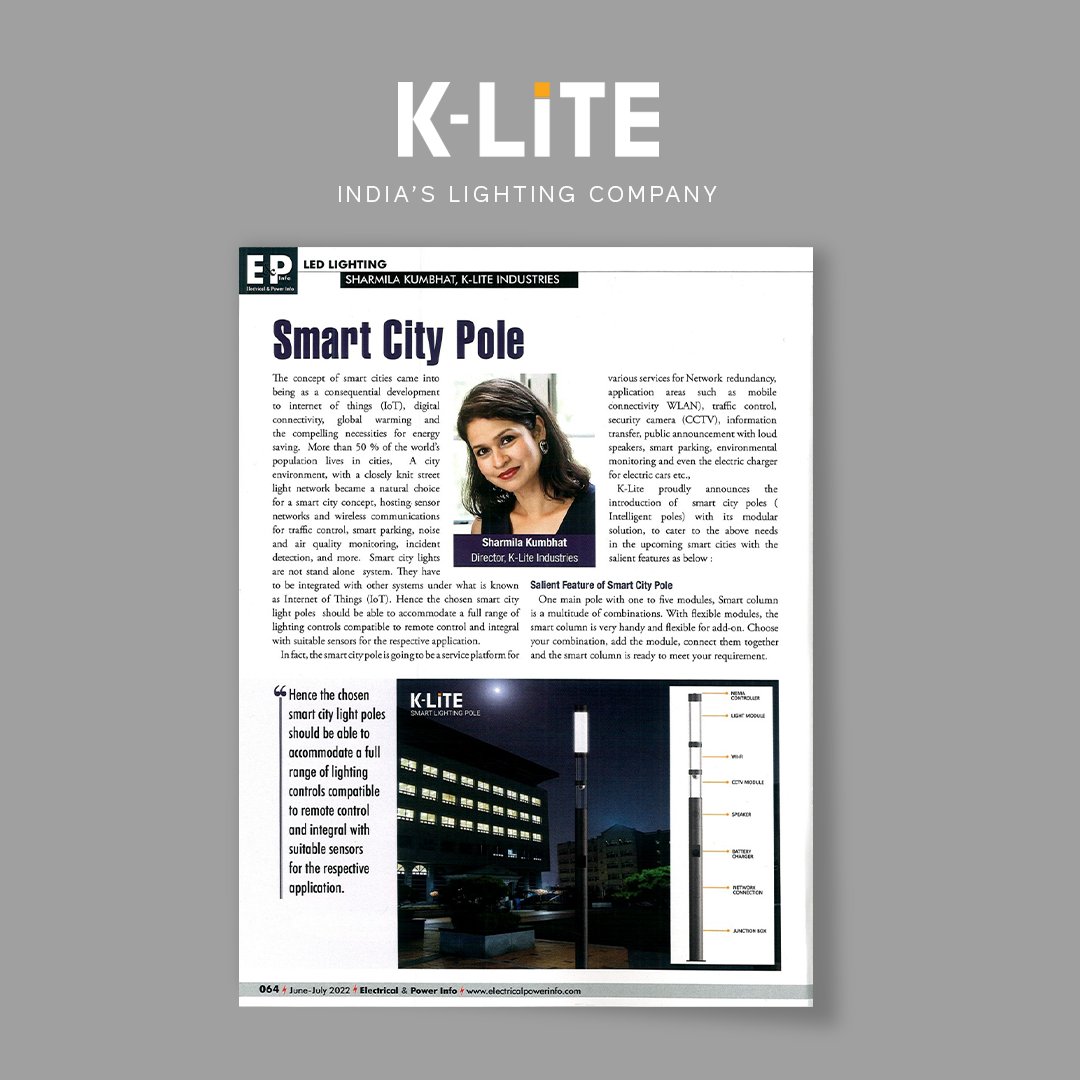 KliteIndia's tweet image. K-lite industries proudly announces the introduction of
Smart City Poles (Intelligent Poles), with its modular solution.
.
.
#klite #magazine #electrical #power #information #lighting #interiordesign #landscapelighting #ledlights #exteriorlighting #luminaires #architecture