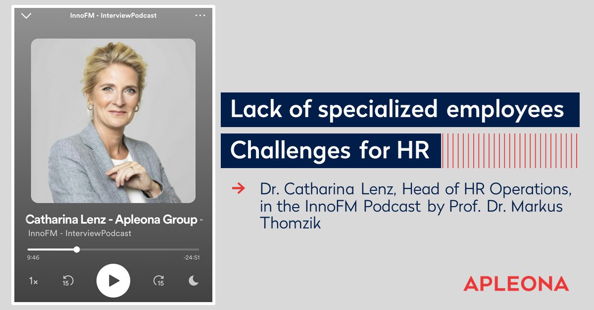 Apleona_Group's tweet photo. What is the lack of specialized employees doing to #HumanResources? What challenges do #Recruiting  specialists face in a digital world? 

Dr. Catharina Lenz discussed these questions  in the InnoFM #podcast with Dr. Markus Thomzik.

Listen in now: https://t.co/Tgsn8Nqako https://t.co/ZfhkTzyhay