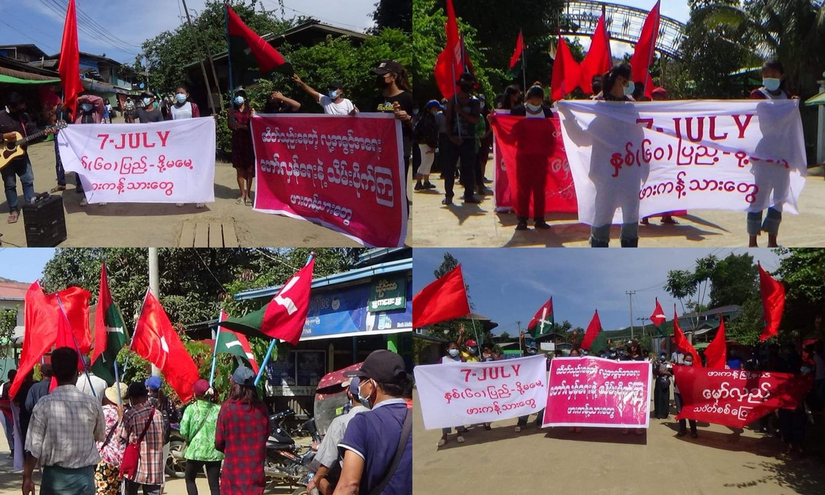 Anti-coup revolutionary strike in Kachin's Hpakant Twp.  #2022July7Coup #7762_NoMoreImpunity #WhatsHappeningInMyanmar