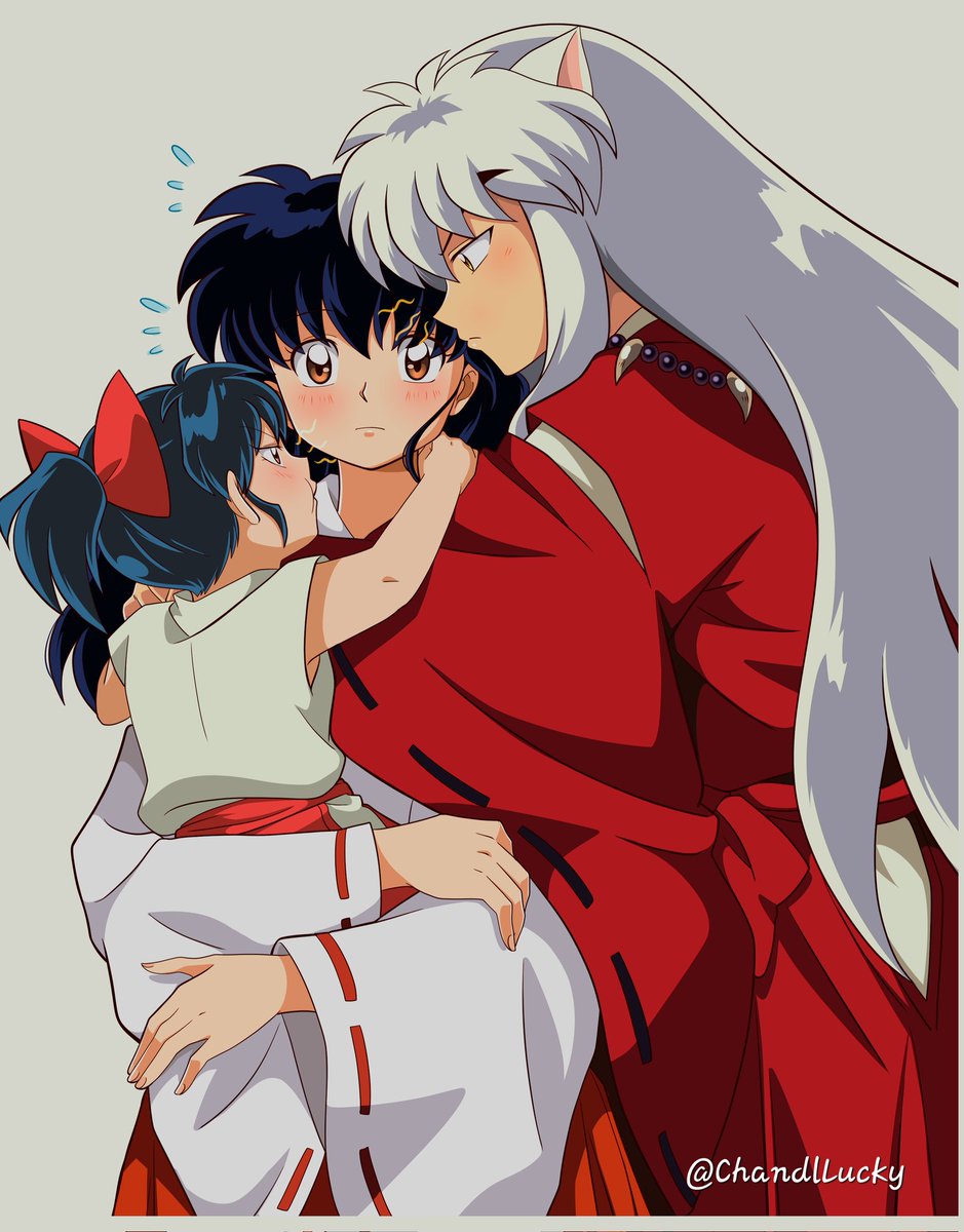 「Moroha: My mommy!!💕
inuyasha: My wife~✨」|Lucky_chandlのイラスト