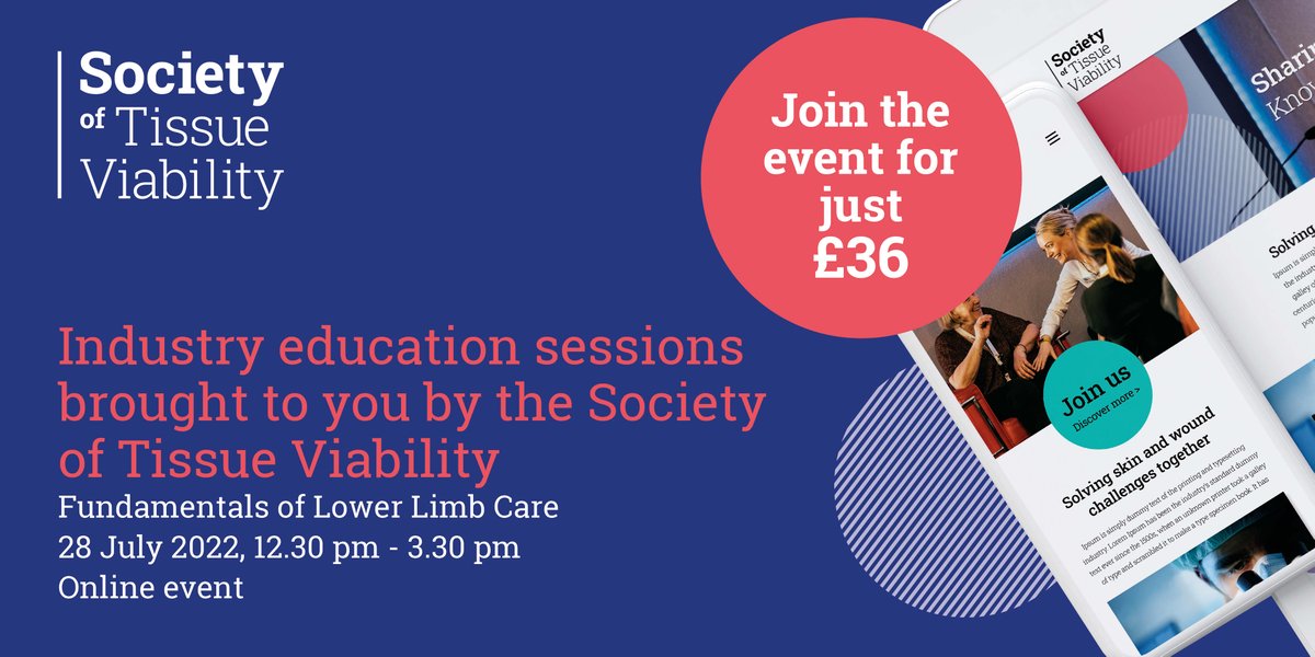 Do you work in the medical devices/pharmaceutical industry and want to learn more about the Fundamentals of Lower Limb Care? We are running a specific session for industry professionals. Learn more and register for just £36 societyoftissueviability.org/whats-on/indus… #legulcers #woundcare