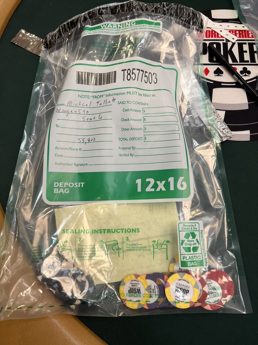michaeljtalbott's tweet photo. Day one completed, bagged 55,800 chips. Back on Friday!! https://t.co/vhxd5fKKOA