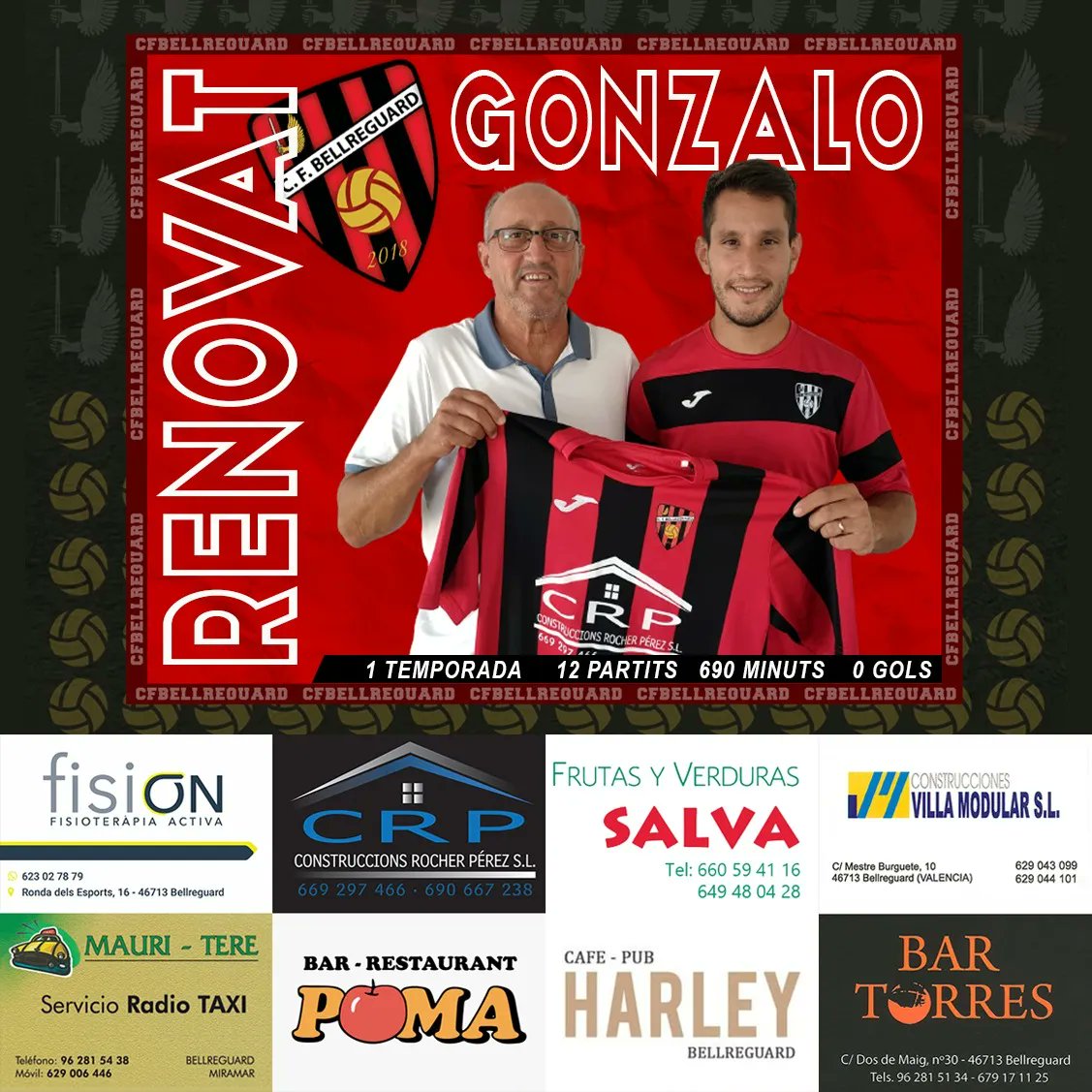 CFBellreguard's tweet photo. 🤝🏻 RENOVACIÓ| Gonzalo es queda a Bellreguard. L'argentí de Rosario tornarà a defensar la nostra camiseta amb la seua velocitat per la banda. Molta sort @goonzaa_90 ❤️🖤❤️🇦🇷 https://t.co/oOpE5F2BKA