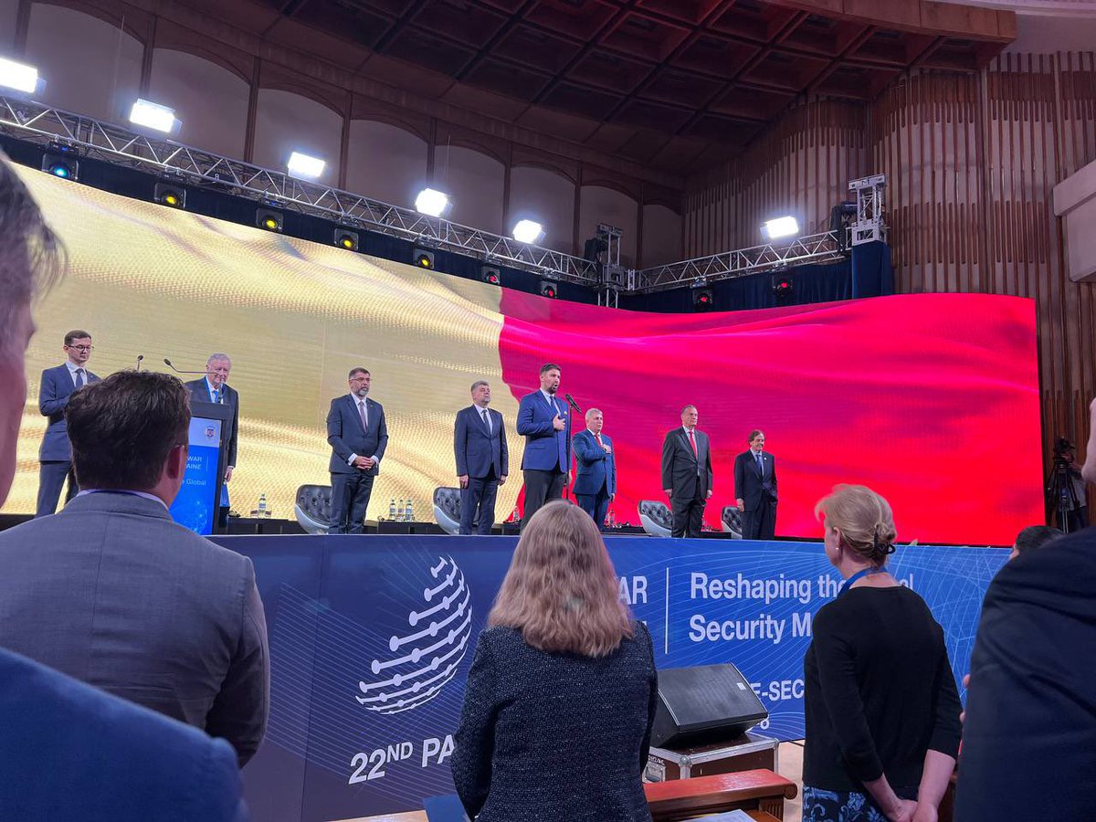 LisaYasko's tweet photo. At the opening of the 22nd Parliamentary Intelligence-Security Forum, in Bucharest. Organized by Romania and Congressman @RepPittenger . This year we discuss reshaping the global security map, which needs long term multi layered security solutions! 
🌏🤝
#StopWar #PISF2022 https://t.co/QAioQ65kpN
