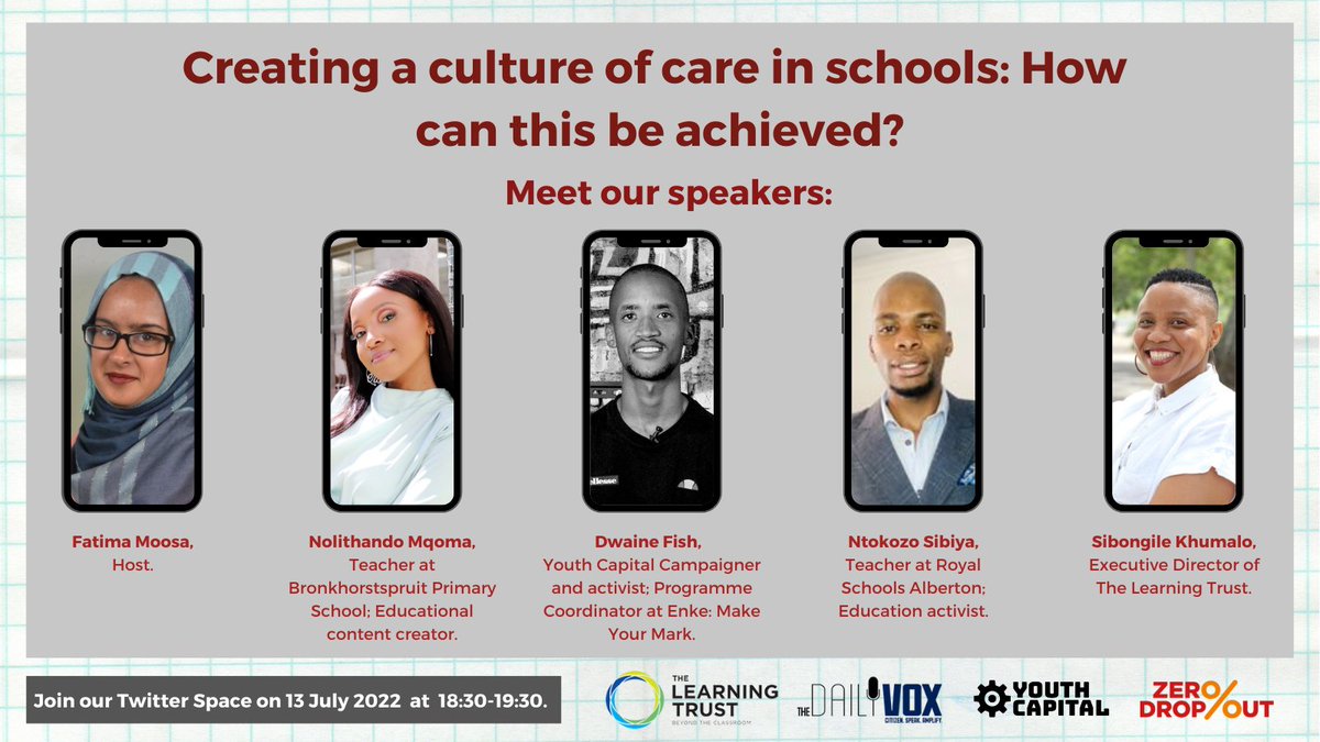 ZeroXdropout's tweet photo. [TWITTER SPACE] To tackle dropout, we must create an environment that nurtures caring relationships, while also building learners’ self-esteem, character and resilience. 

🔗Click the link to set a reminder: https://t.co/vLskRdreLV

#ZeroDropout https://t.co/cLiKKZmZCy