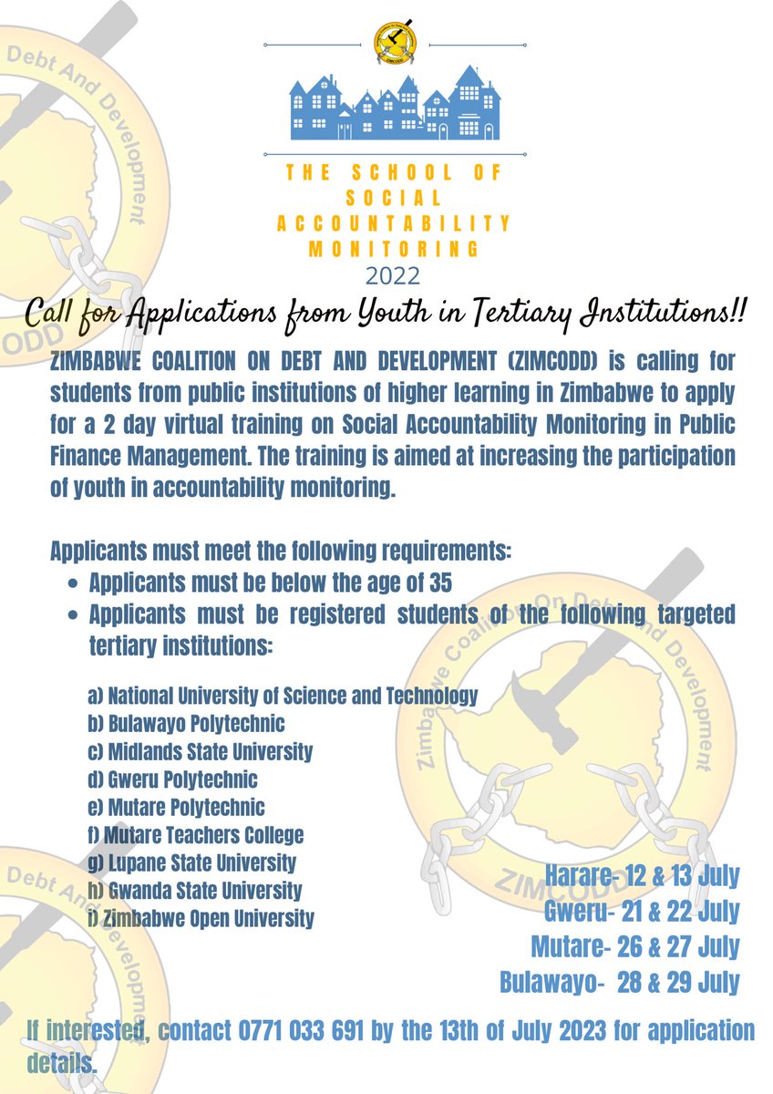 The School of Social Accountability Monitoring is back! We’re calling on youth at Tertiary institutions to apply for this exciting &amp; valuable opportunity. For application details, contact 0771033691. #HowFar #FightInequality