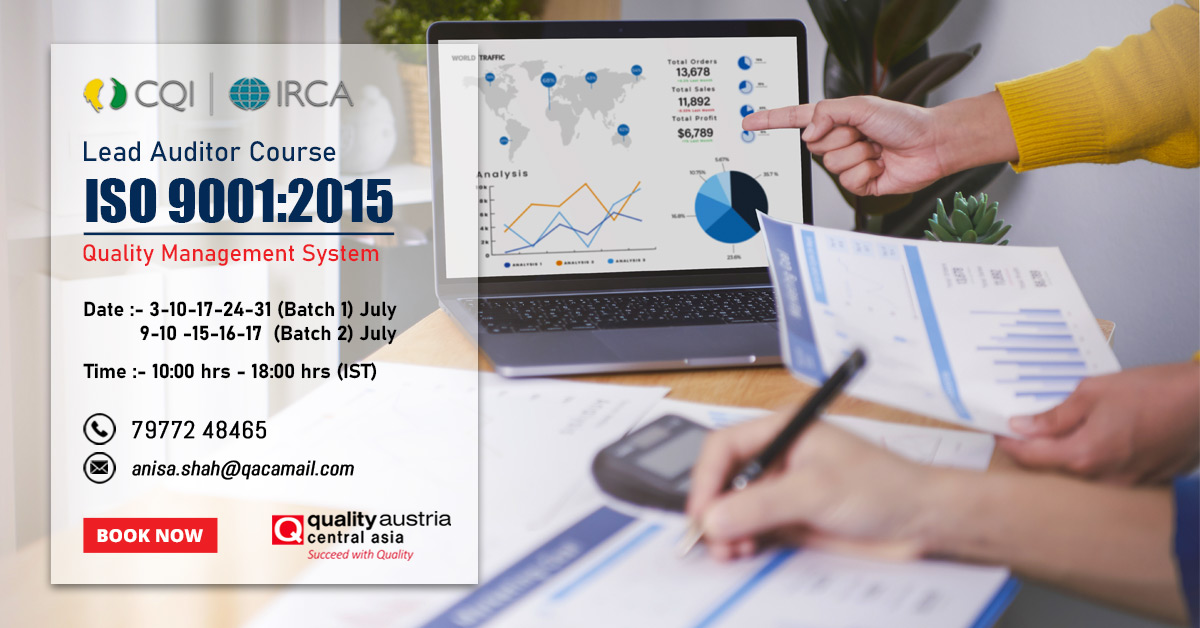 qacacompany's tweet photo. Quality Austria Central Asia is pleased to invite🙏 you to attend ⏩5 days 𝗖𝗤𝗜 | 𝗜𝗥𝗖𝗔 𝗜𝗦𝗢 9001:2015 (Quality Management System) ⏮️ 𝗟𝗲𝗮𝗱 𝗔𝘂𝗱𝗶𝘁𝗼𝗿 𝗖𝗼𝘂𝗿𝘀𝗲. This is a specially designed course for working professionals.

📞91-79772 48465

#qaca #savedates https://t.co/2xmSIHCCYC
