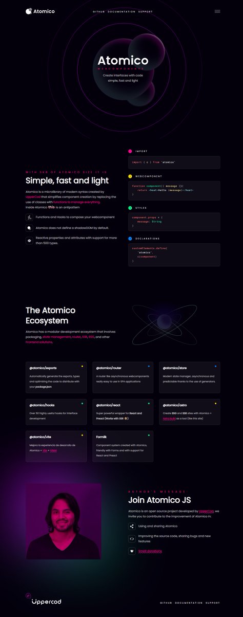 atomicojs's tweet image. Hi everyone!, today we launch the new atomicojs.dev site, fully built with #webcomponents and @astrodotbuild for SSR 🎉, Webcomponents are really powerful! especially if you use @atomicojs 😉