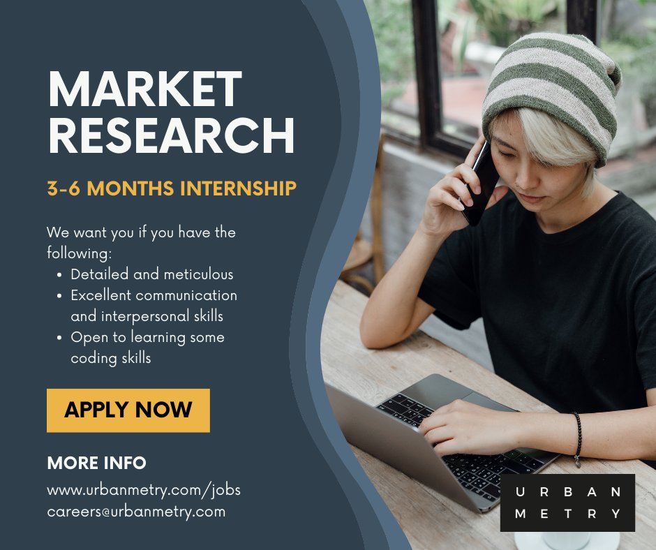 Do you have what it takes to be a Market Research Analyst? Apply for our internship program: forms.gle/iJsftr2cGffUD4…

#malaysiajobs #malaysiacareers #researchjobs #hiring #urbanmetry