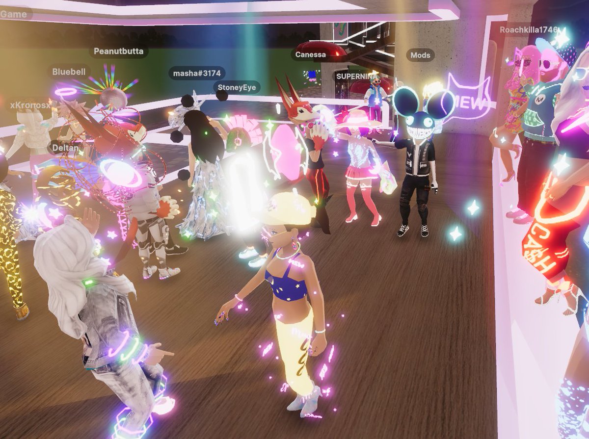 The 'Glow' theme for the Wagmi Wednesday was stellar, look us and especially <a href="/stoney_eye/">StoneyEyeStudios</a> shining bright! 😋✨

Thanks <a href="/DJGranolaBoy/">dj granolaboy</a> for the awesome music set too! 🔥🥳

#Decentraland #Metaverse