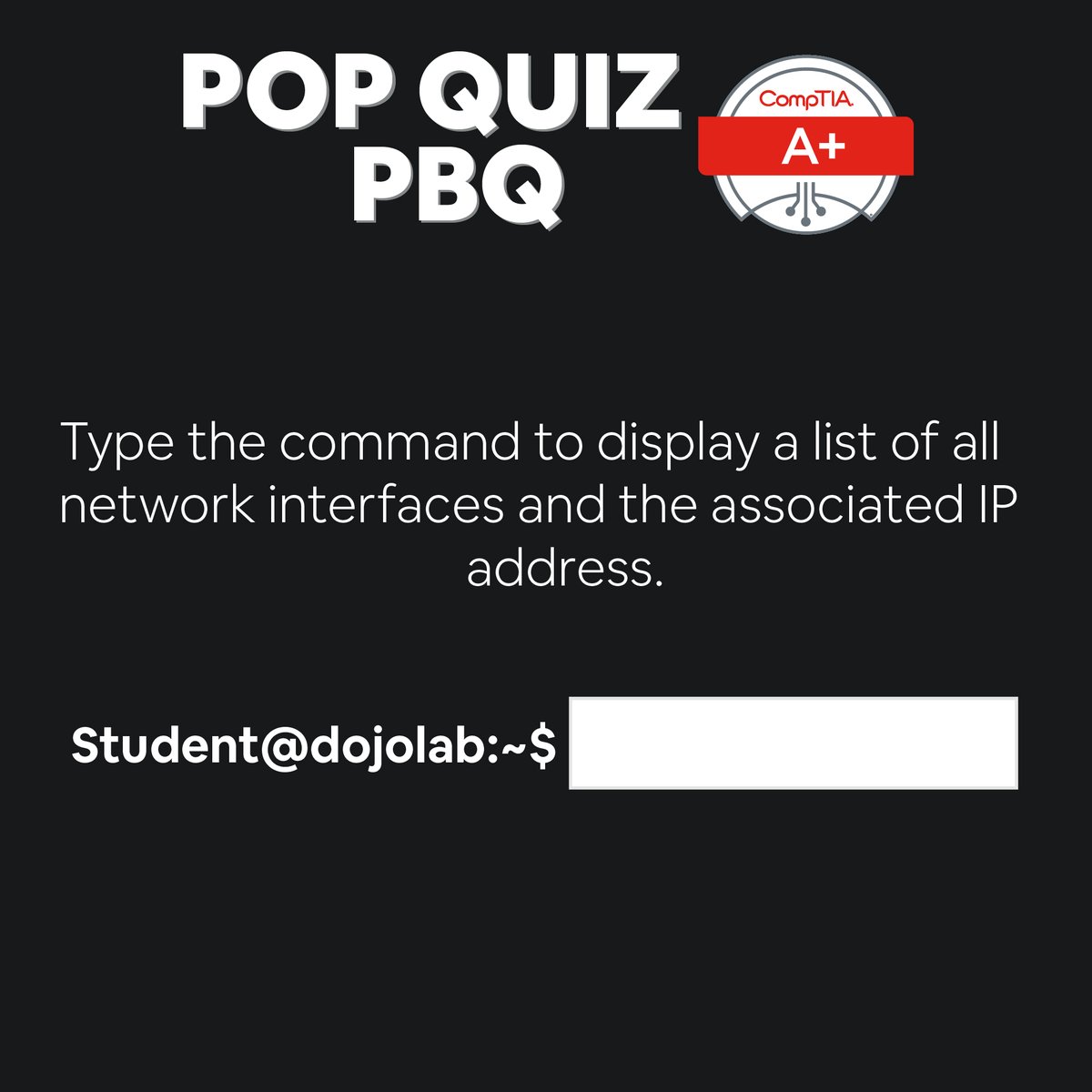 Dojolab_'s tweet photo. Let's test our CompTIA A+ 220-1101 PBQs Knowledge!
Give us your best guess in the comments!
#PBQTraining #CompTIAA+ #NetworkConfiguration #certification #HardwareDevice https://t.co/IOKv68D5YU