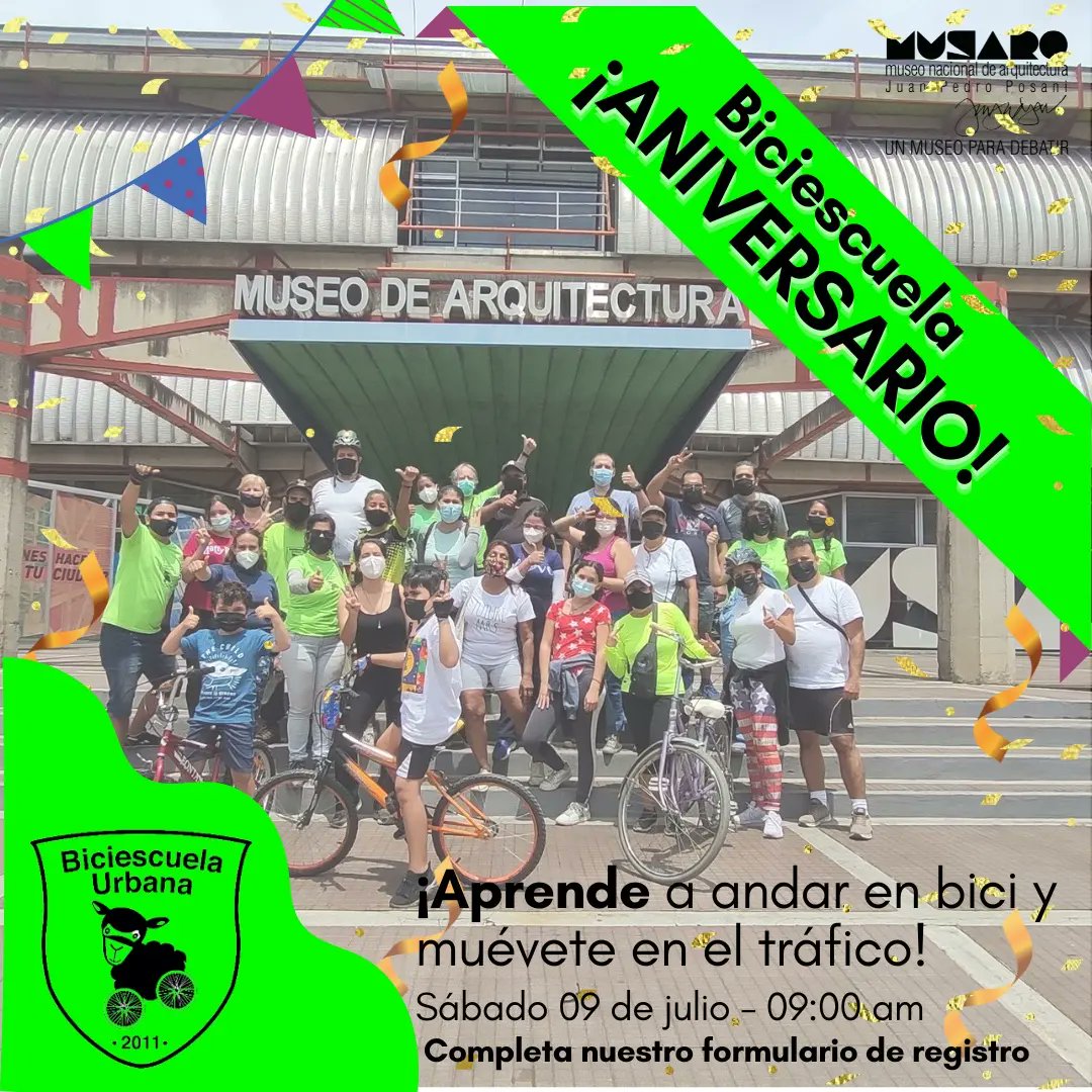 Este sábado celebramos 11 años de la primera clase. Quedan pocos cupos para nivel cero, si no sabes pedalear, te prestamos la bicicleta.

Gracias por su confianza.

Inscripciones por:
bit.ly/registro-bicie…