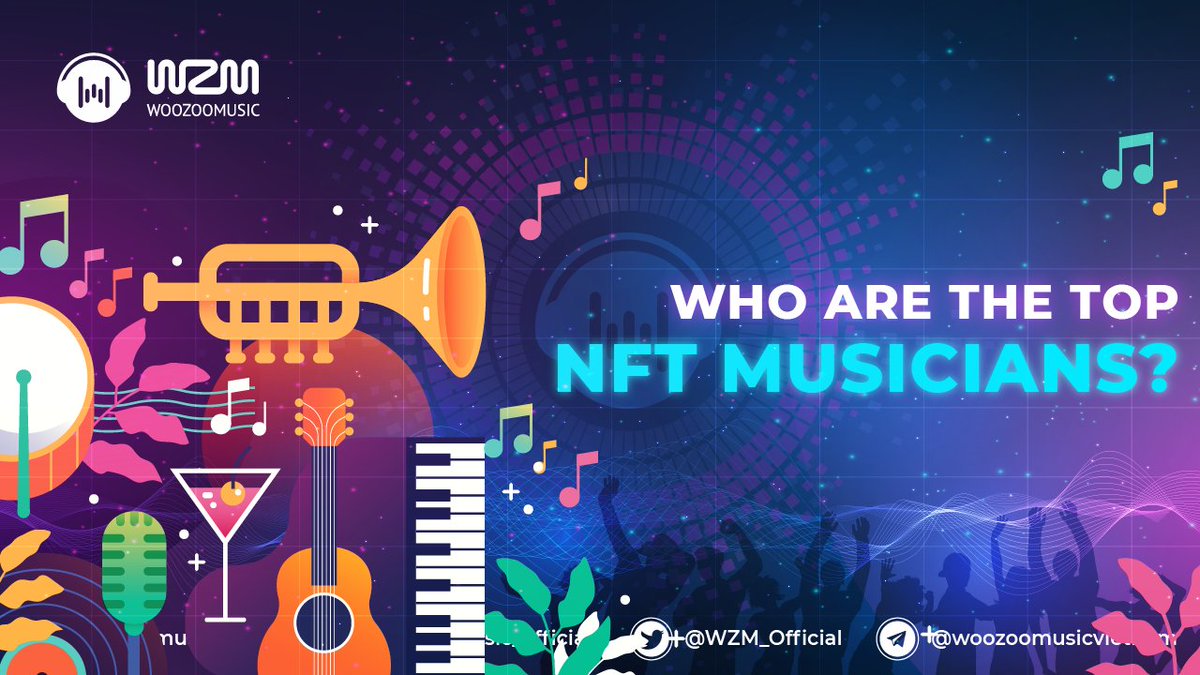 💰💰💰Who are the Top NFT Musicians? - Part 1
 
The NFT music niche is rapidly growing as NFTs gain increasing popularity worldwide. Below we briefly look at the top NFT musicians and how they’re driving the space forward.
Check it out: 👉 t.me/woozoomusic_gl…
#WZM #NFT #Music