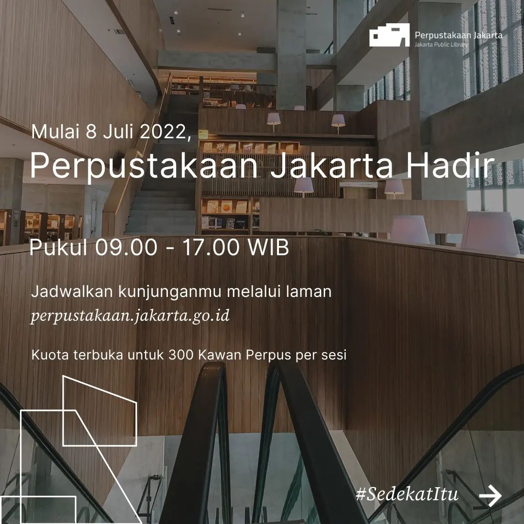 DKIJakarta's tweet photo. Halo Kawan Perpus✨

Sudah #SedekatItu harapan kita untuk bisa Belajar, Berkarya, dan Bertumbuh bersama.

Perpustakaan Jakarta siap menghadirkan suasana baru literasi dan aktivitas bagi semua Kawan Perpus.

#PerpustakaanJakarta
#JakartaCityOfLiterature
#PerpusJkt
#WajahBaruTIM https://t.co/Dcnf66Cncl