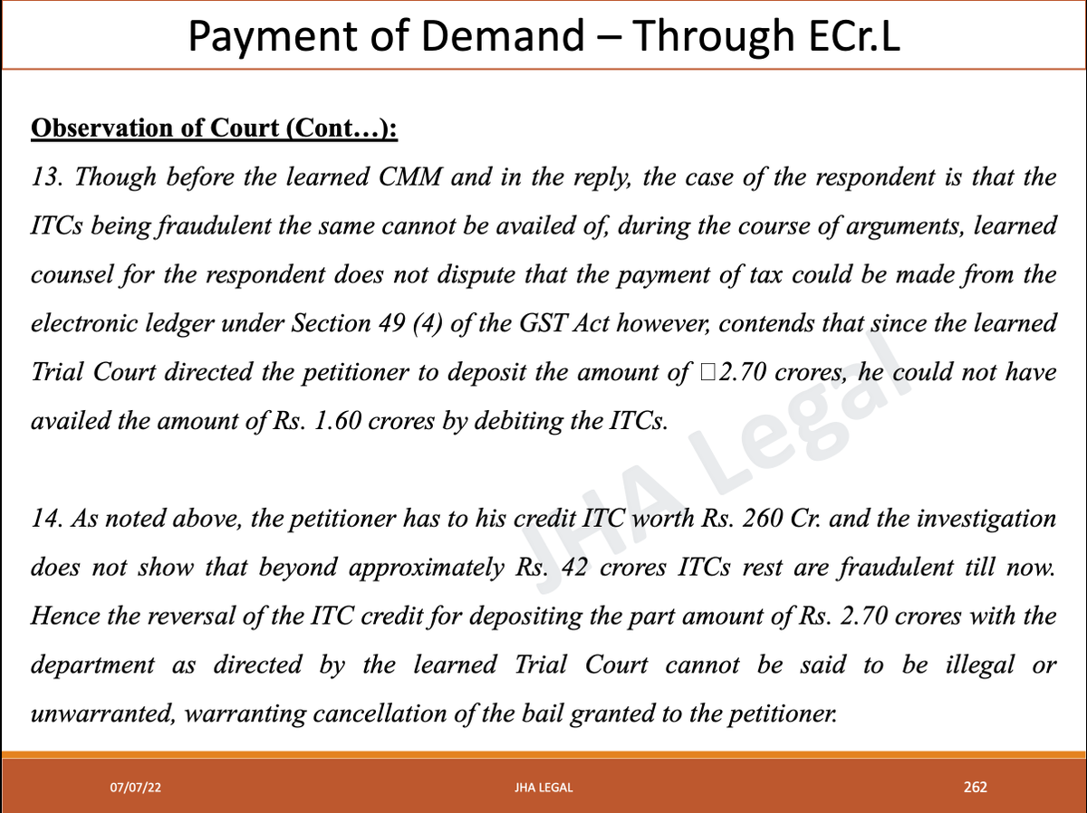 Payment of tax demand - Permissible to be debited from ECr.Ledger (i.e. by use of ITC)
- Circular No. 172/2022, Dt. 06.07.2022

After contradictory judgements from high courts (Orisha &amp; Delhi) <a href="/cbic_india/">CBIC</a> has clarified the position in true spirit of the law.

Welcome Step.
#GST
