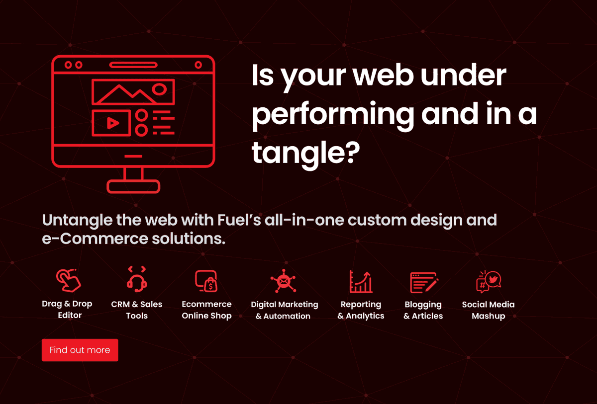 fueldesignnz's tweet photo. Simplify your businesses website with an all-in-one eCommerce custom website - UNTANGLE THE WEB with Fuel. https://t.co/BgVWnktwzu https://t.co/SAIljG2y8T