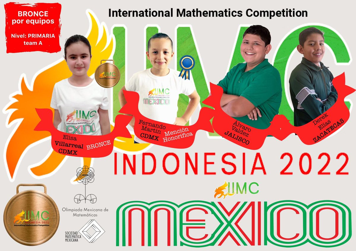 SRE_mx's tweet photo. 📌 La @SRE_mx felicita a las y los mexicanos que obtuvieron las medallas de plata 🥈 y bronce 🥉 en la Competencia Internacional de Matemáticas, celebrada en Indonesia🇮🇩. 

#SomosOlímpicos 🇲🇽 https://t.co/BJouzrc6Z3