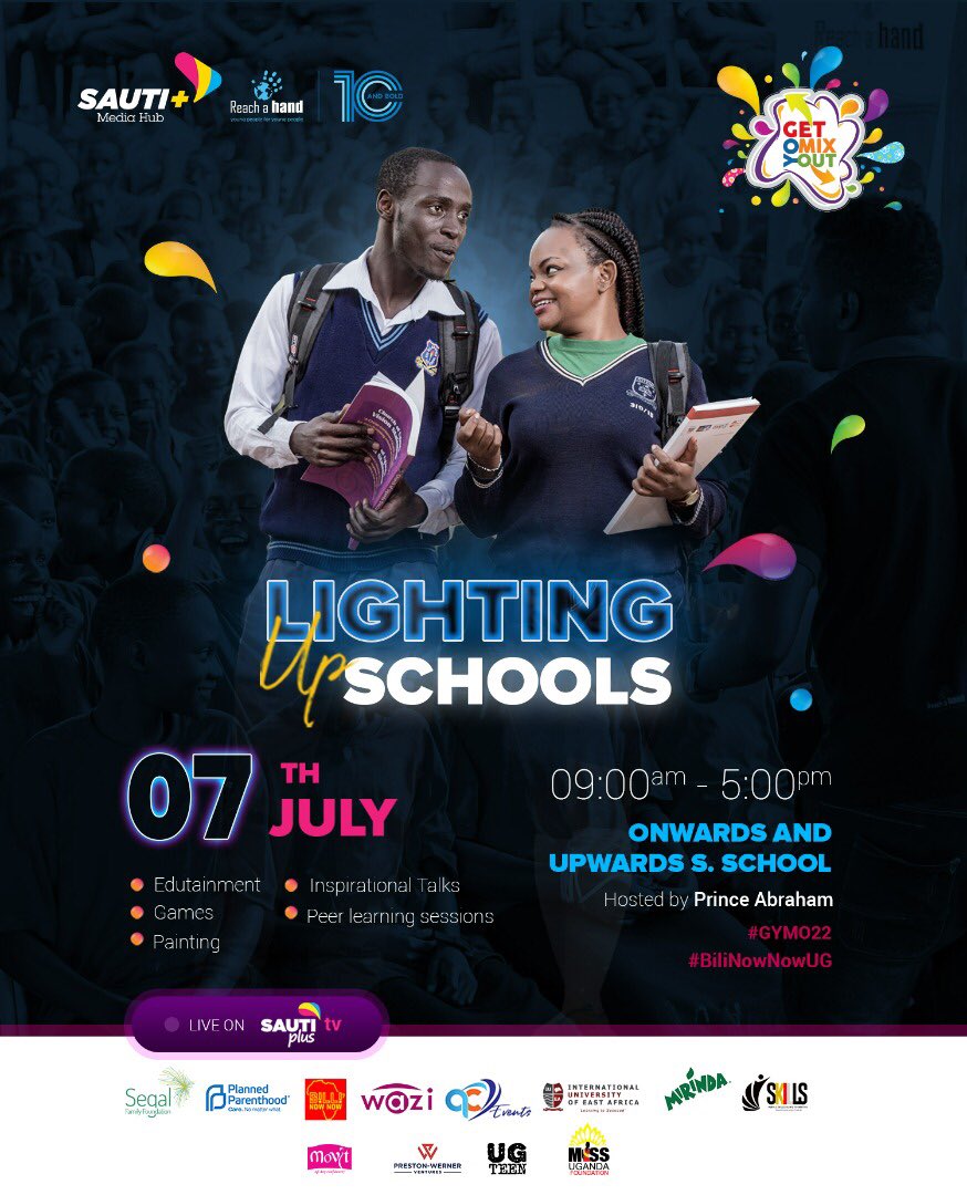 Onwards and Upwards Sec. School is our next stop. 

Happening today 📌. 

Nonstop Edutainment. Lighting Up all schools in a whole #10AndBold vybe 😉. #GYMO22 Reloaded 

 #BilliNowNowUG