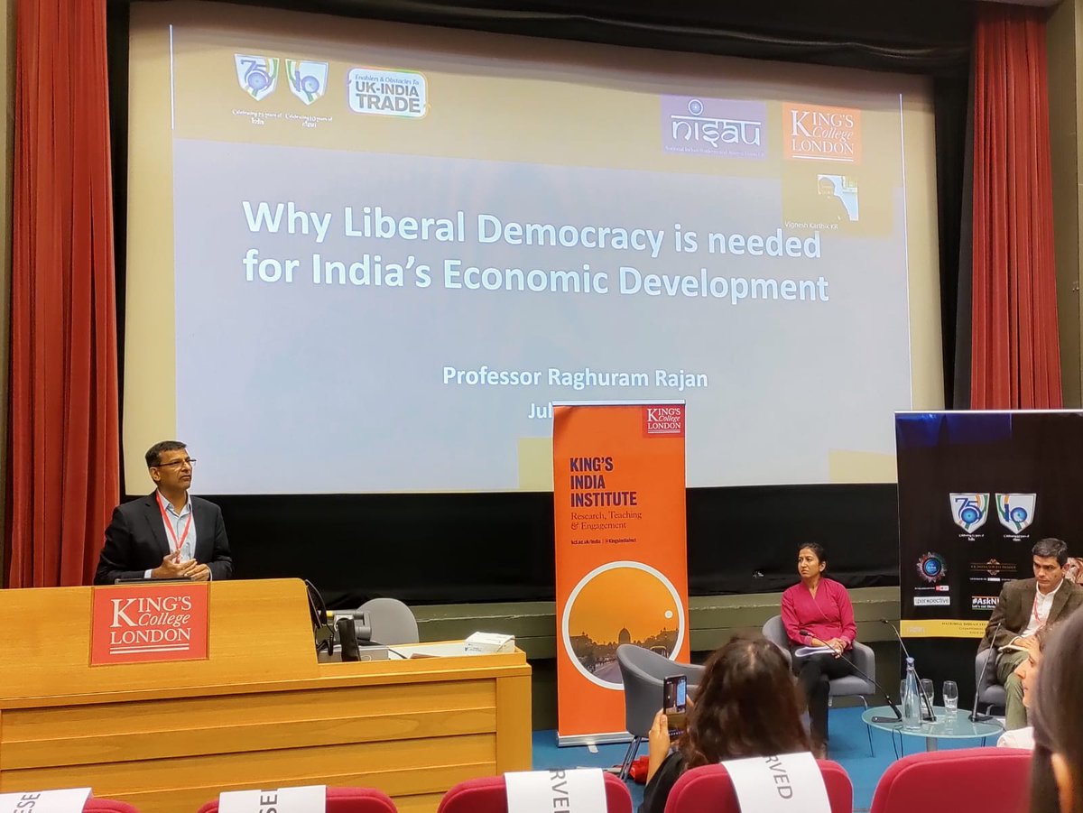 CallofDharma's tweet photo. Look who is teaching what in #KingsCollege
"Why Liberal Democracy is needed for India's Economic Development"
by #RaghuramRajan
By #Liberal #Democracy, they mean #SoftState, foreign influences, west sponsored anti-India mayhem,l privileges to #hinduphobic gang defaming #India. https://t.co/L34hF5bNhv