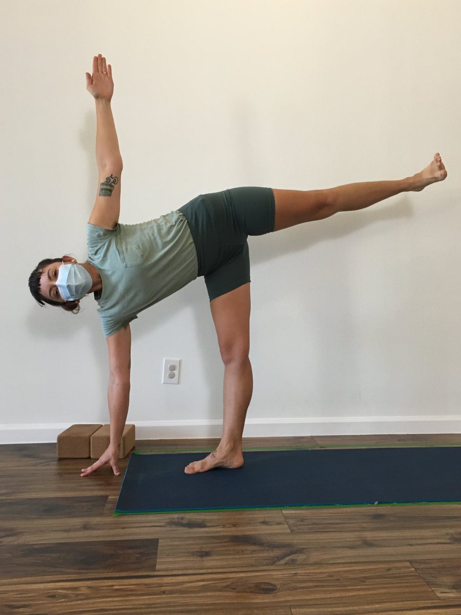 Ardha Chandrasana is cooling, perfect for Austin's triple-digit temps and a lovely cosmic meditation for tonight's half moon. Pull the standing leg hip back toward the lifted foot to lengthen the lower back; raise the inner thigh of the lifted leg #IyengarYoga #ArdhaChandrasana