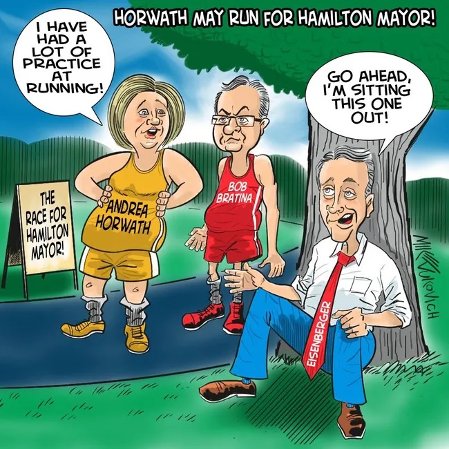 HamOntComNews's tweet photo. CARTOON: Will Andrea Horwath enter the the race to become Hamilton's next mayor? #HamOnt #HamOntElection #Cartoon @mikev58

https://t.co/m62lV2YaJr https://t.co/9LJ0IBkRPT
