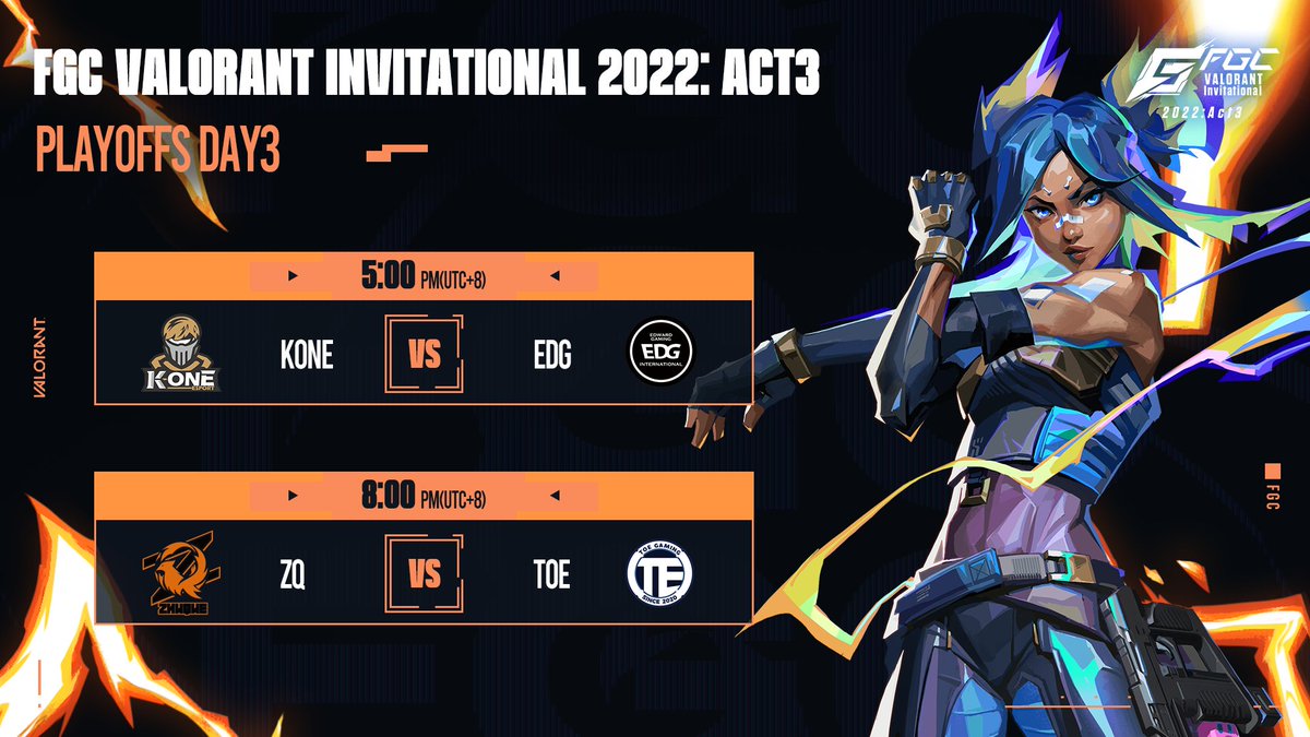 valesports_cn's tweet photo. #VALORANTEsports 
FGC VALORANT邀请赛2022: Act 3 淘汰赛Day3赛事预告 https://t.co/NRRRb1SRTc