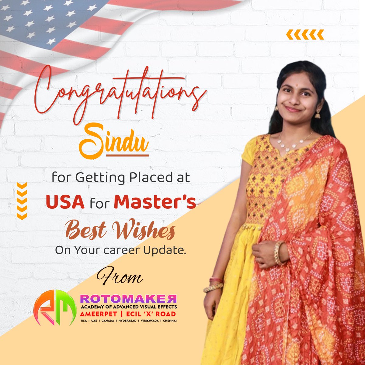 rotomakeracadmy's tweet photo. Congratulations Sindu (RMA Admin) For Getting Placed at USA for Master's π₯³
All the best for your higher studiesπ©βπ #highereducation #studentvisa #Congratulations #allthebest #Rotomaker #RotomakerAcademy #Roto #paint #matchmove #vfx https://t.co/YSN7JvN9cB