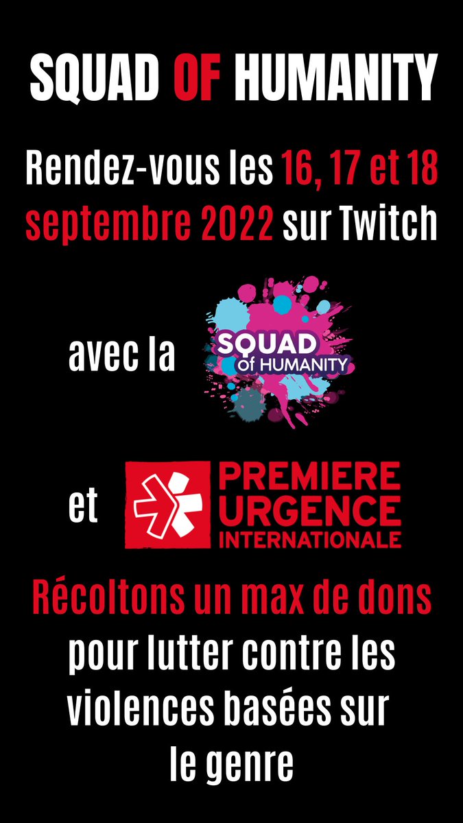 squad_humanity's tweet photo. 📣 {Caritatif} C'est pour bientôt ! @premiereurgence https://t.co/pHrXjuDPjJ